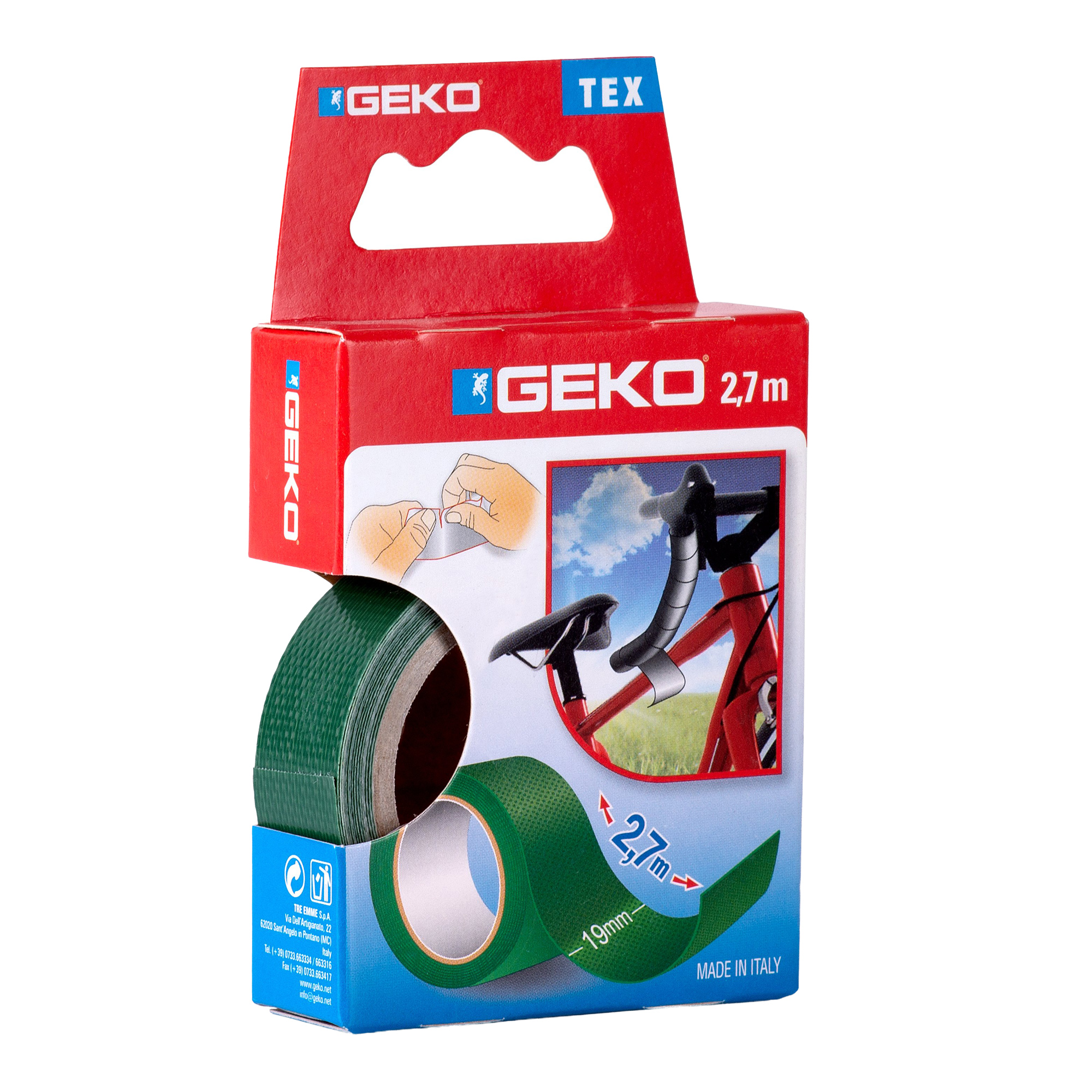 Nastro adesivo telato Tex - 19 mm x 2,7 m - verde - Geko