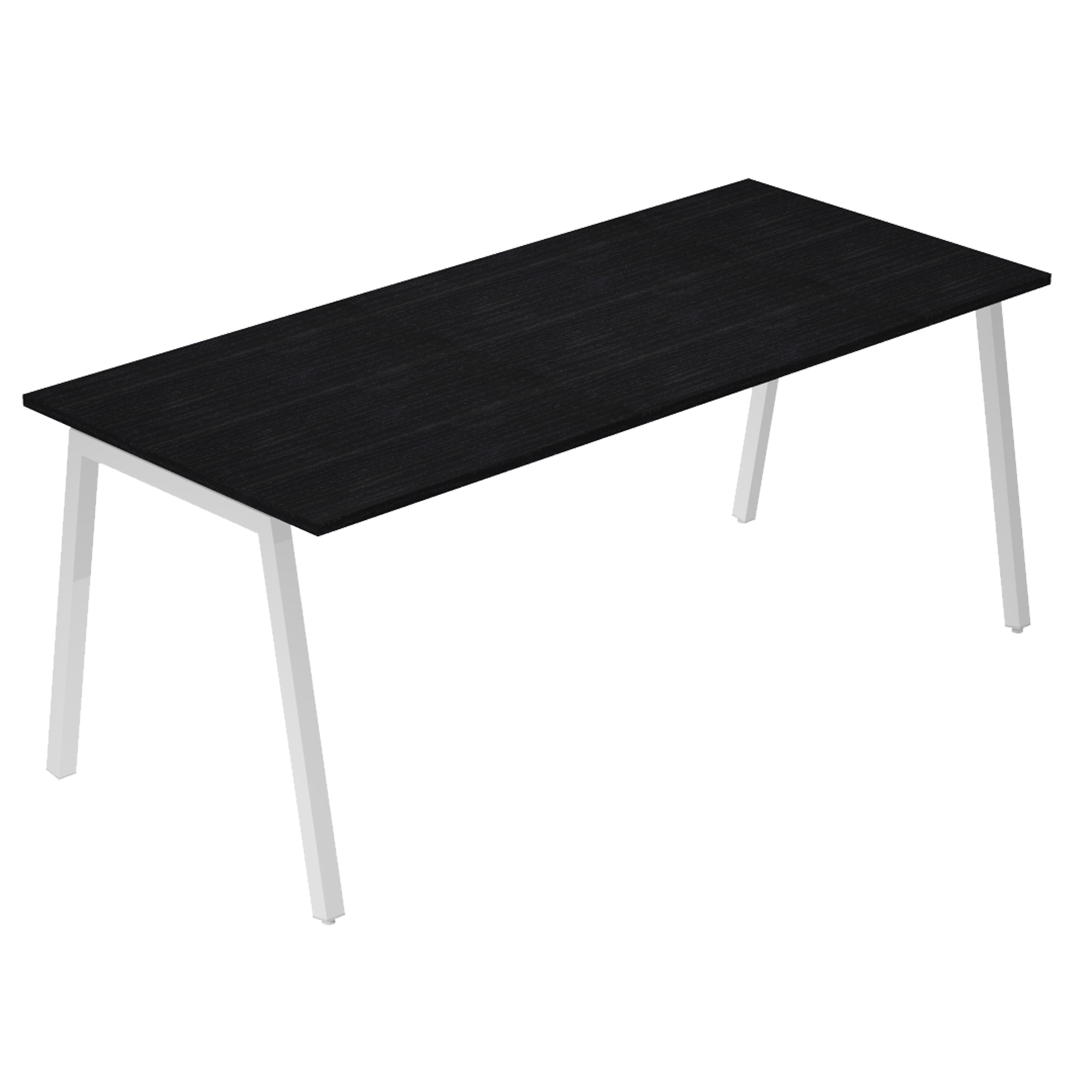 Scrivania lineare Easy struttura bianca gambe inclinate 160x80cm nero venato