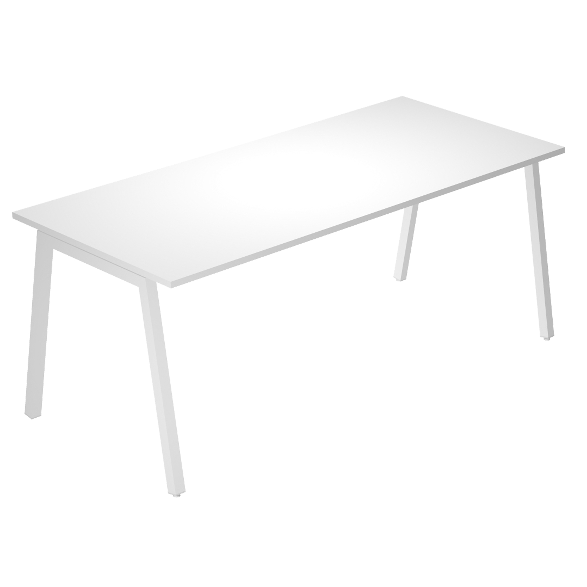 Scrivania lineare Easy struttura bianca gambe inclinate 180x80cm piano bianco