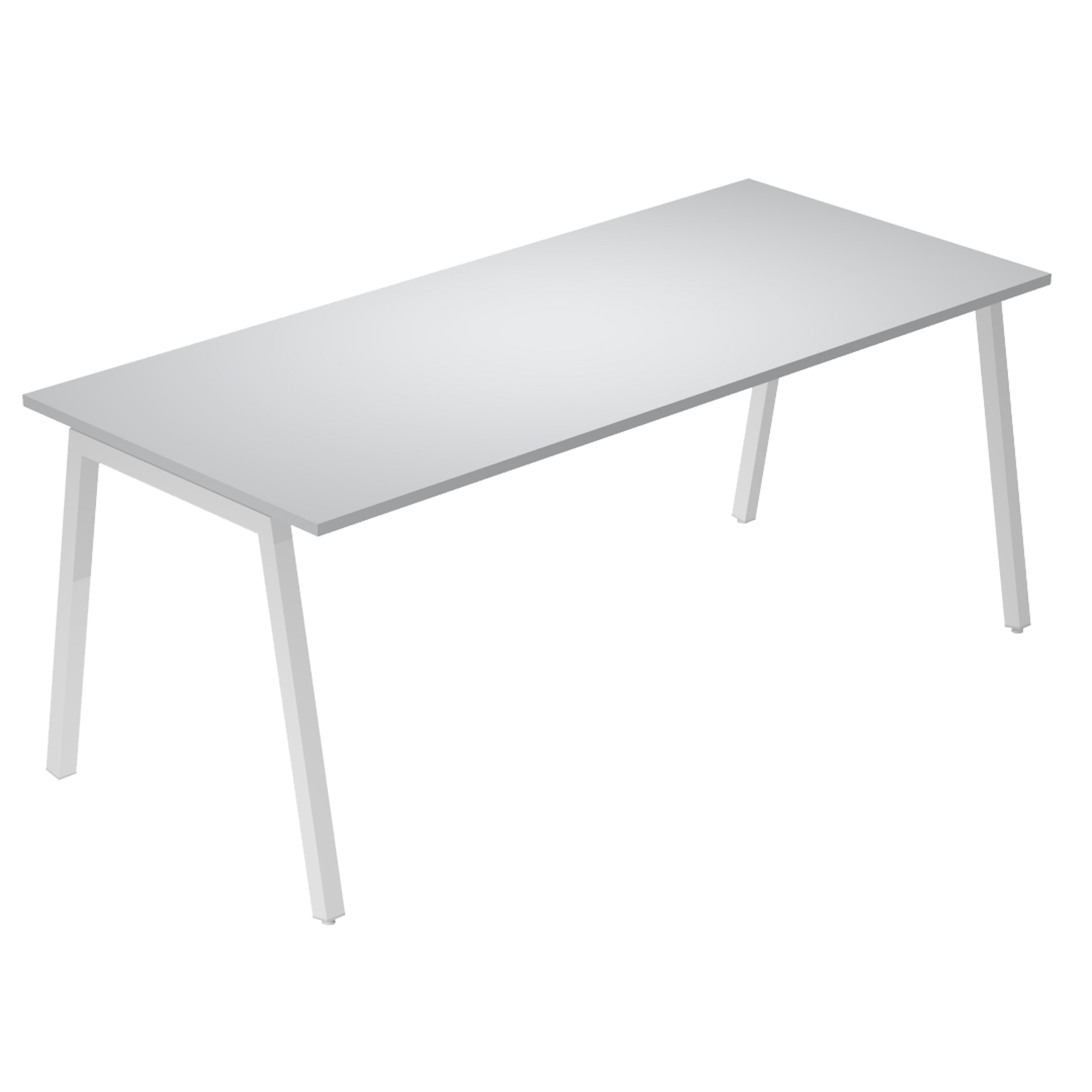 Scrivania lineare Easy struttura bianca gambe inclinate 180x80cm grigio