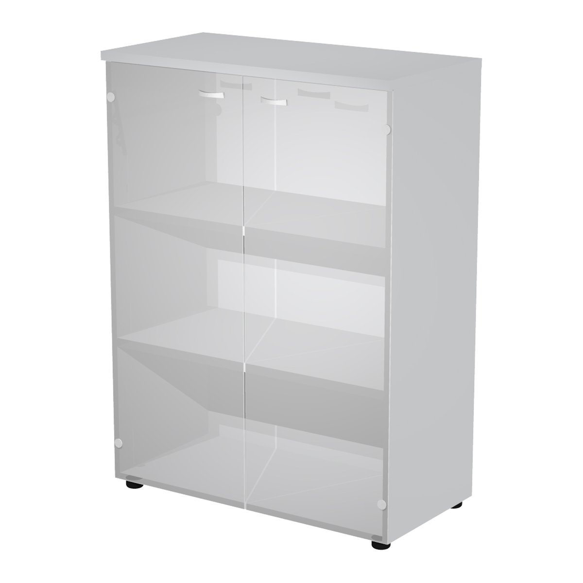 Armadio medio ante vetro 90x45,8xH123cm con struttura grigio