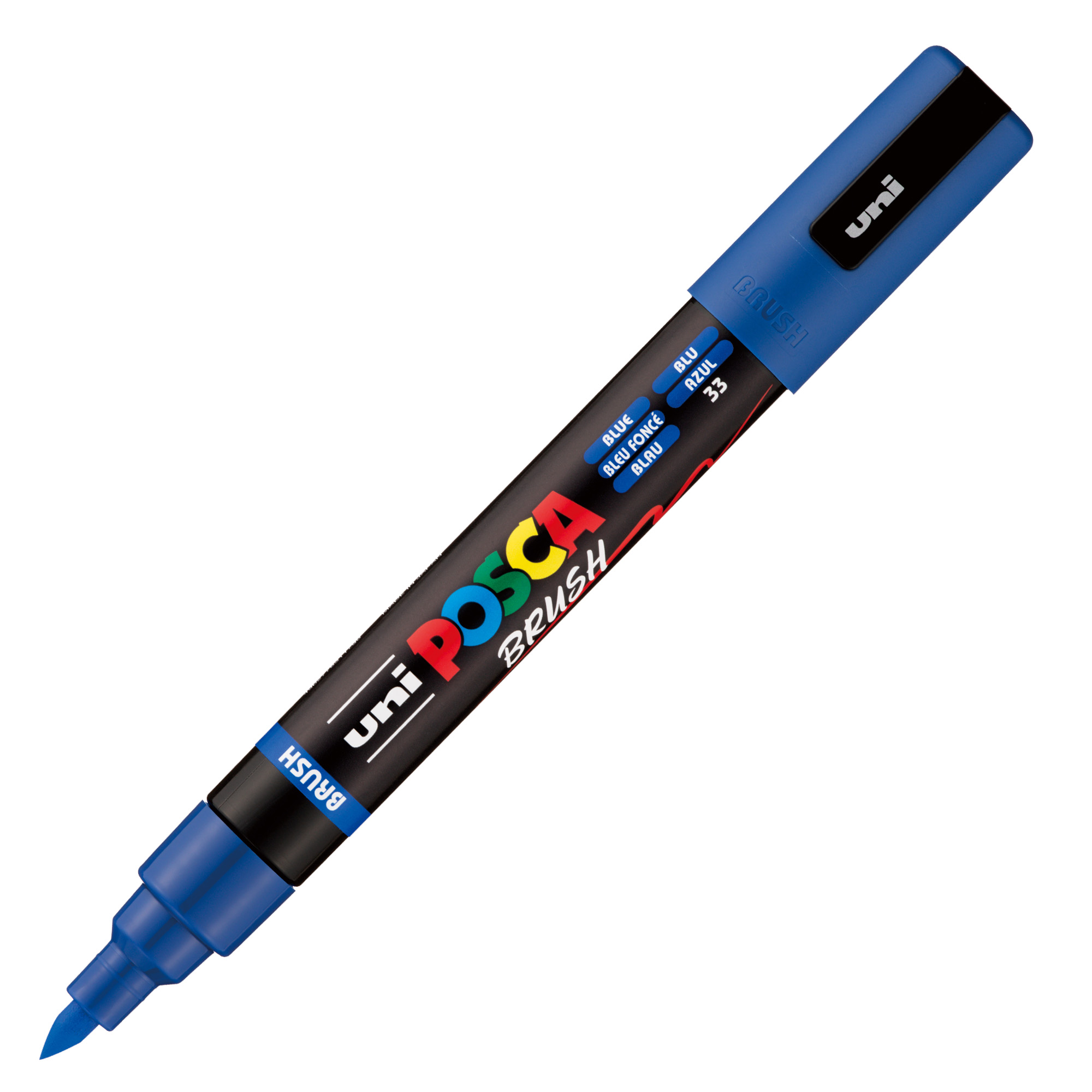 Marcatore a base d'acqua Uni Posca PC5MBR - punta brush 1.0 - 4.0mm - blu - Uni Mitsubishi