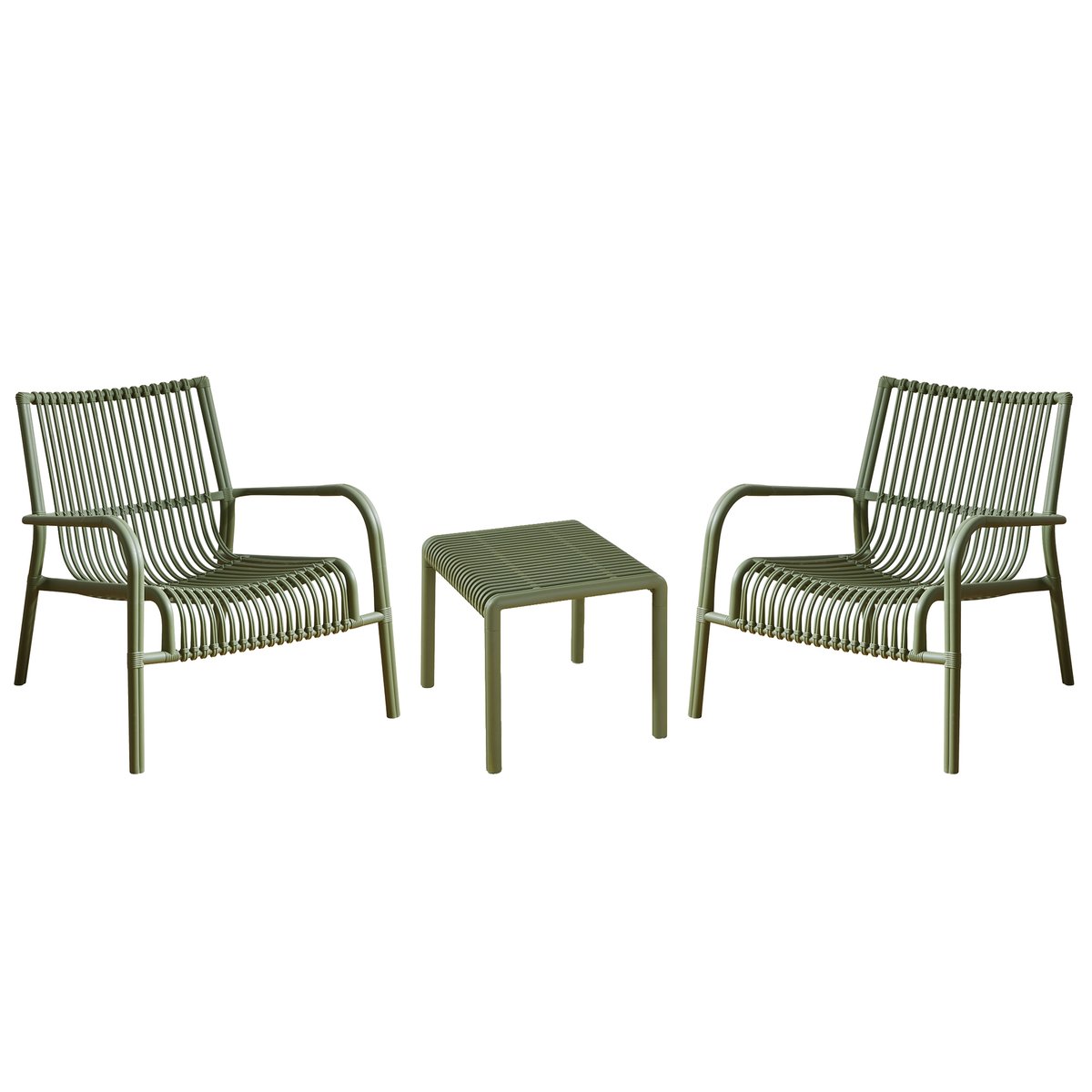 Set da giardino Bamby con poltrone e tavolino verde Verdelook