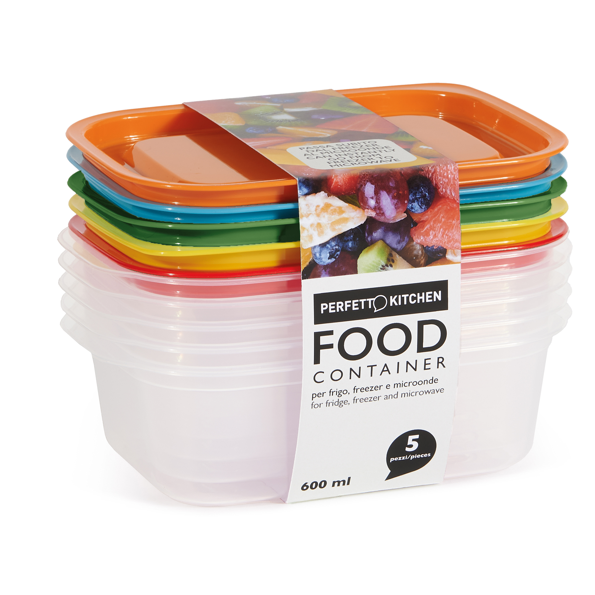 conf. 5pz contenitori alimenti in PP 185x125x56mm 600ml …