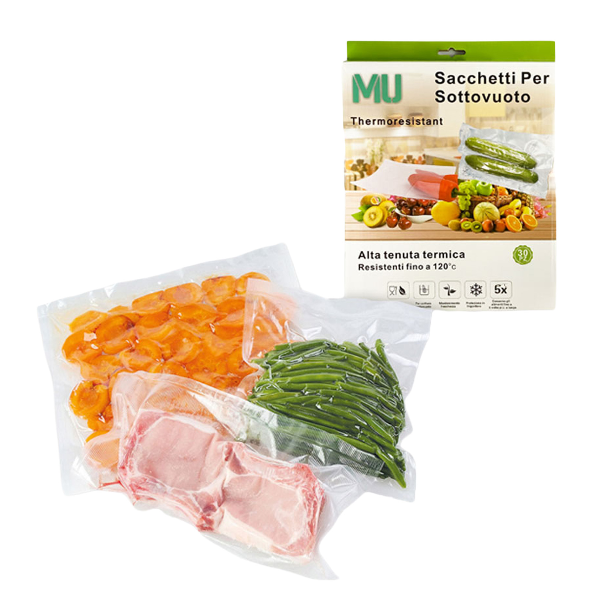 Conf. 30 sacchetti alimenti per sigillatrice sottovuoto 20x25cm …