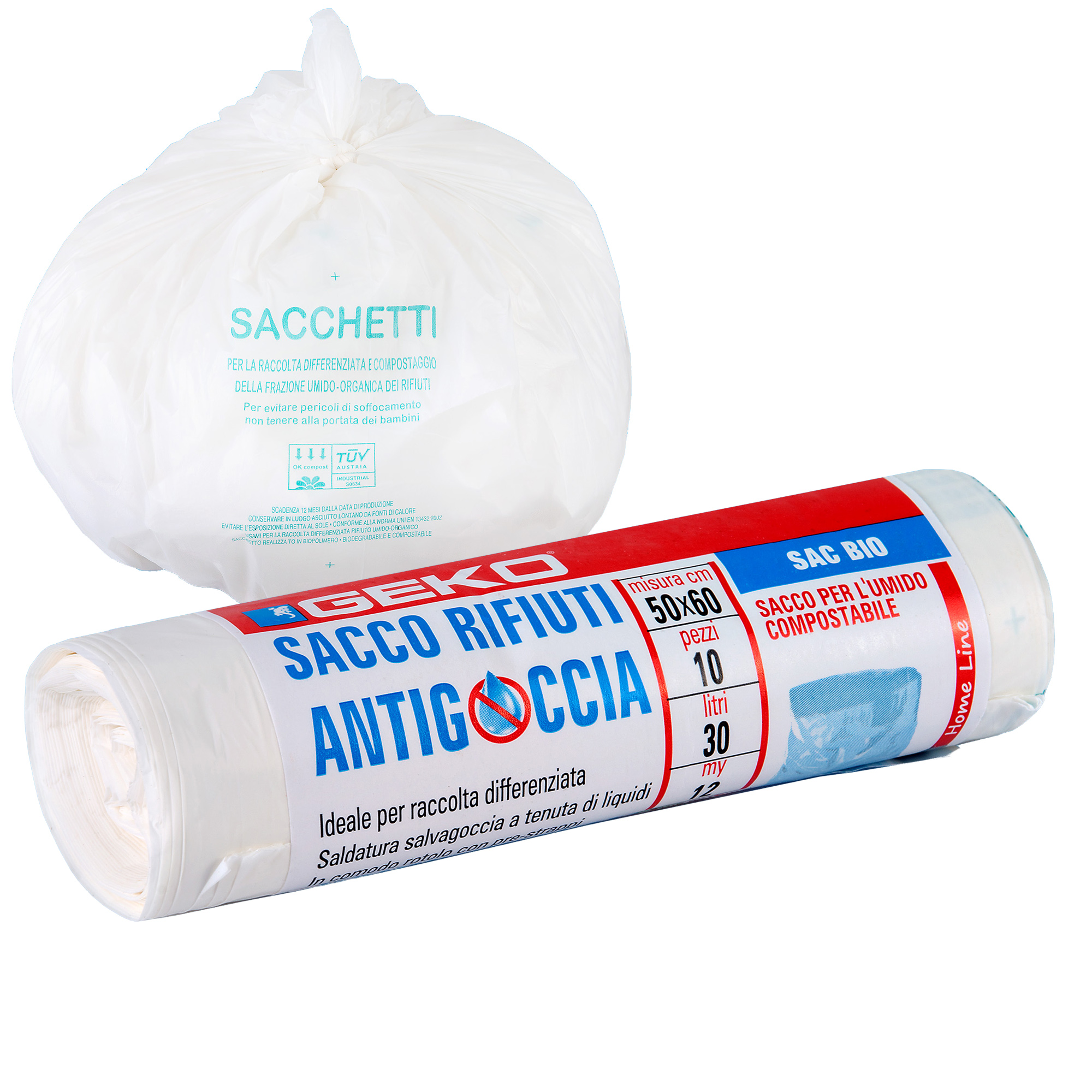 10 Sacchi rifiuti organici Sac Bio 50x60cm 30L …