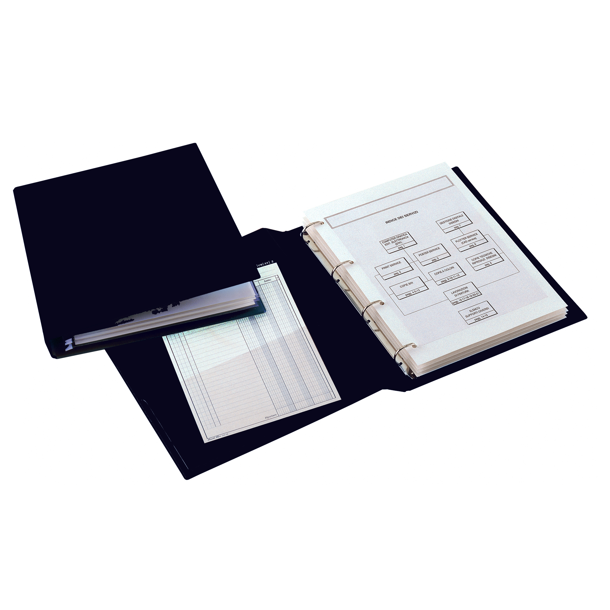 Raccoglitore Sanremo 2000 - 22 x 30 cm - 4 anelli a D 40 mm - dorso 5,5 cm - nero - Sei Rota