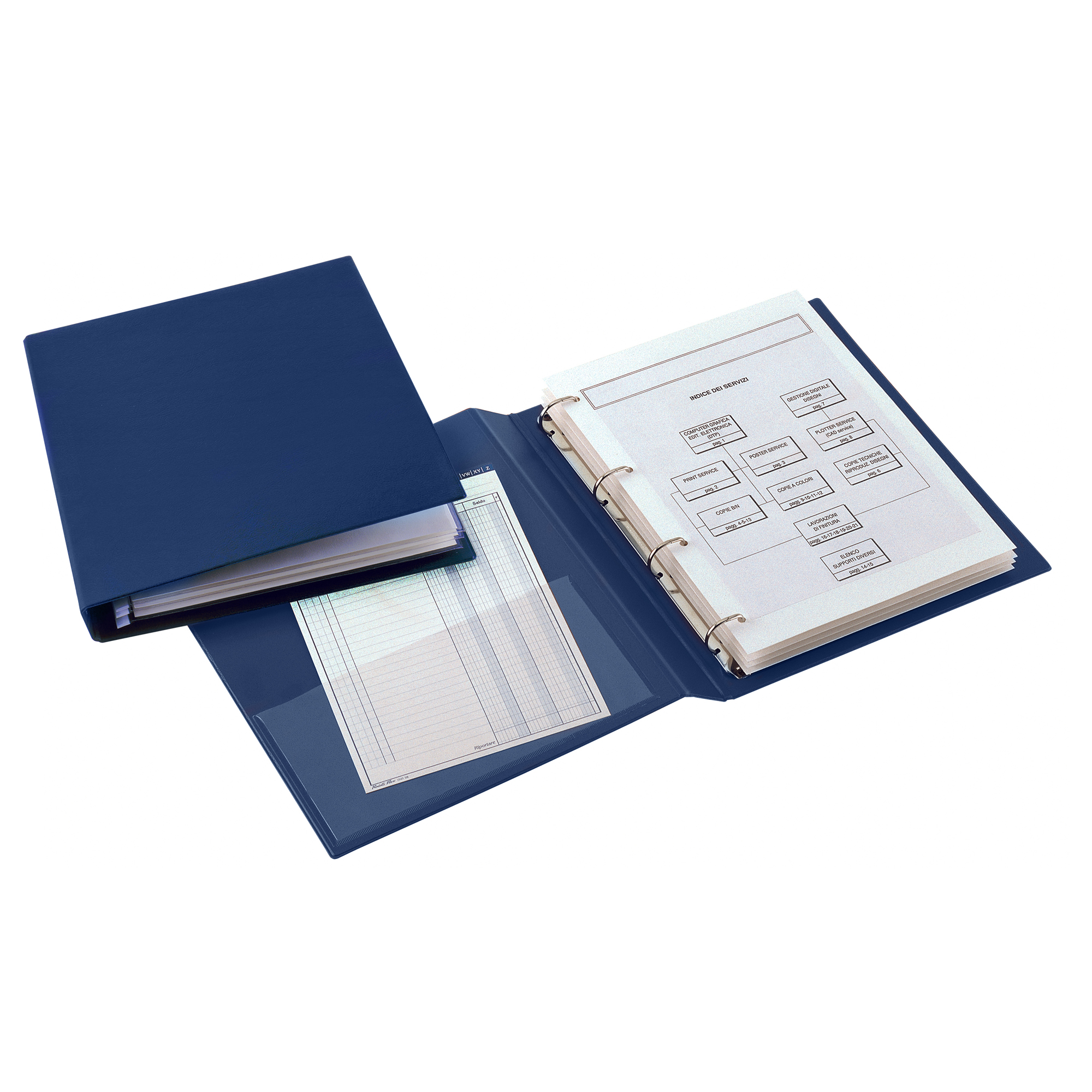 Raccoglitore Sanremo 2000 - 35 x 50 cm- 4 anelli a D 25 mm - dorso 4 cm - blu - Sei Rota