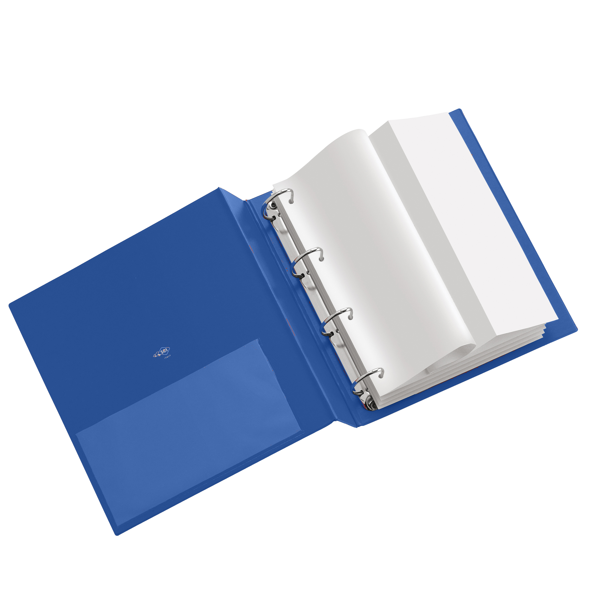 Raccoglitore Stelvio - 22 x 30 cm - 4 anelli tondi 40 mm - dorso 5,5 cm - blu - Sei Rota