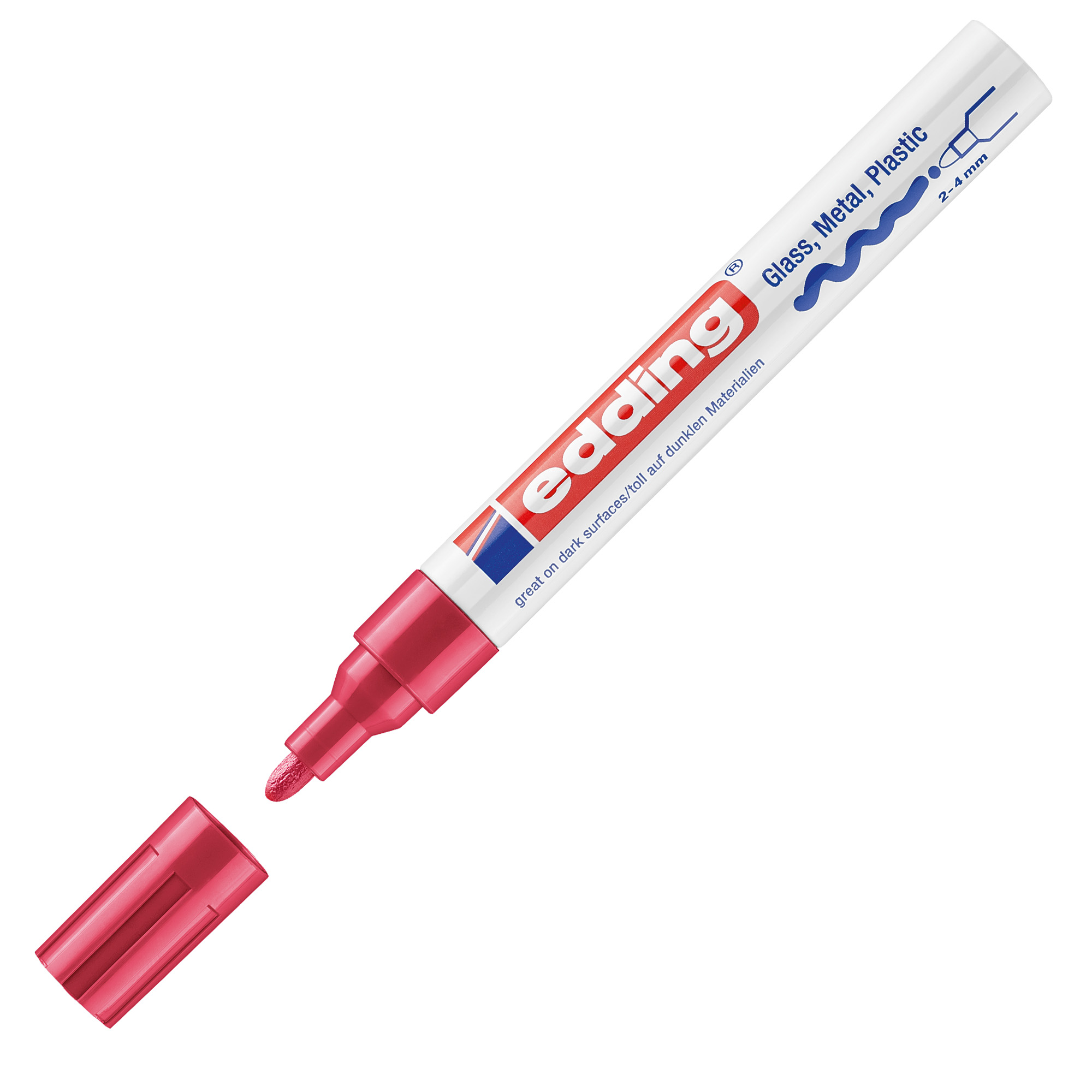 Marcatore permanente a vernice 750 - punta tonda - da 2 a 4 mm - rosso - Edding