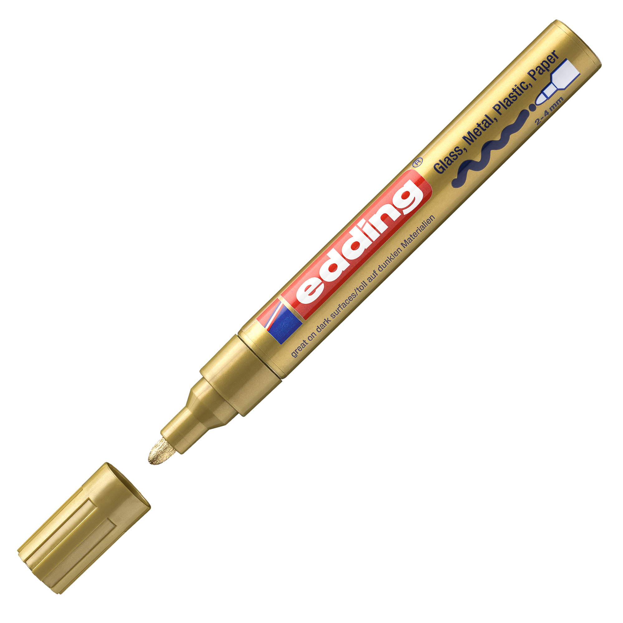 Marcatore permanente a vernice 750 - punta tonda - da 2 a 4 mm - oro - Edding