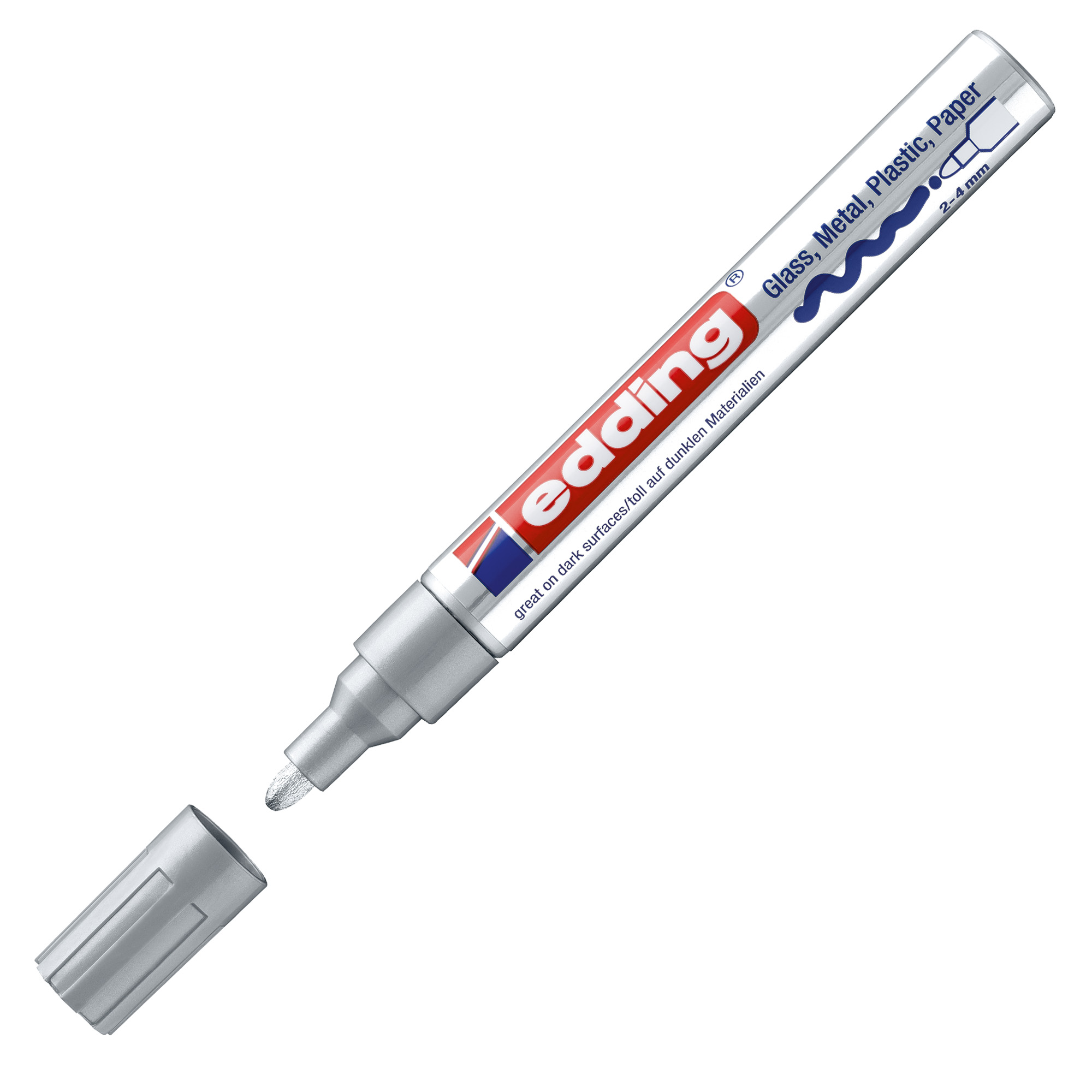 Marcatore permanente a vernice 750 - punta tonda - da 2 a 4 mm - argento - Edding