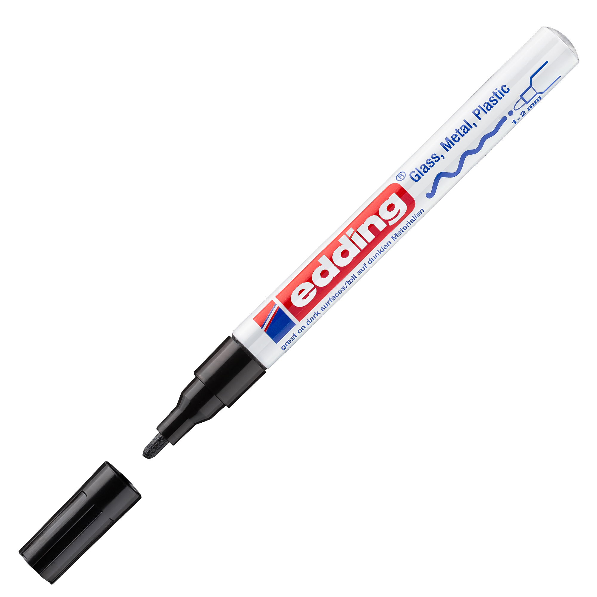 Marcatore permanente a vernice 751 - punta tonda fine - da 1 a 2 mm - nero - Edding