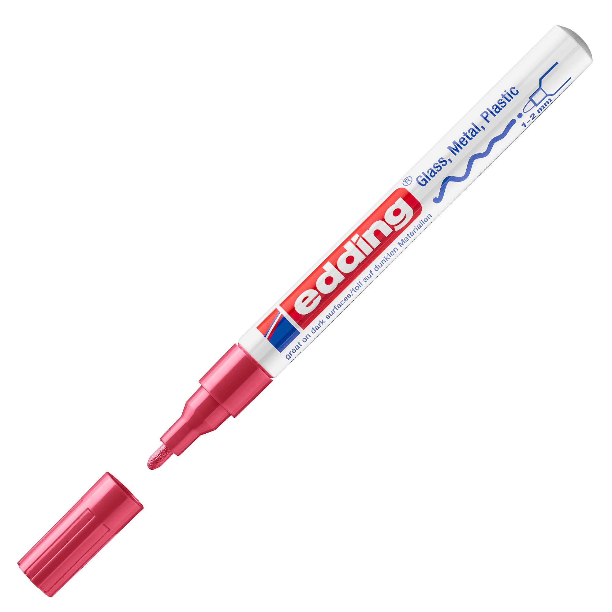Marcatore permanente a vernice 751 - punta tonda fine - da 1 a 2 mm - rosso - Edding