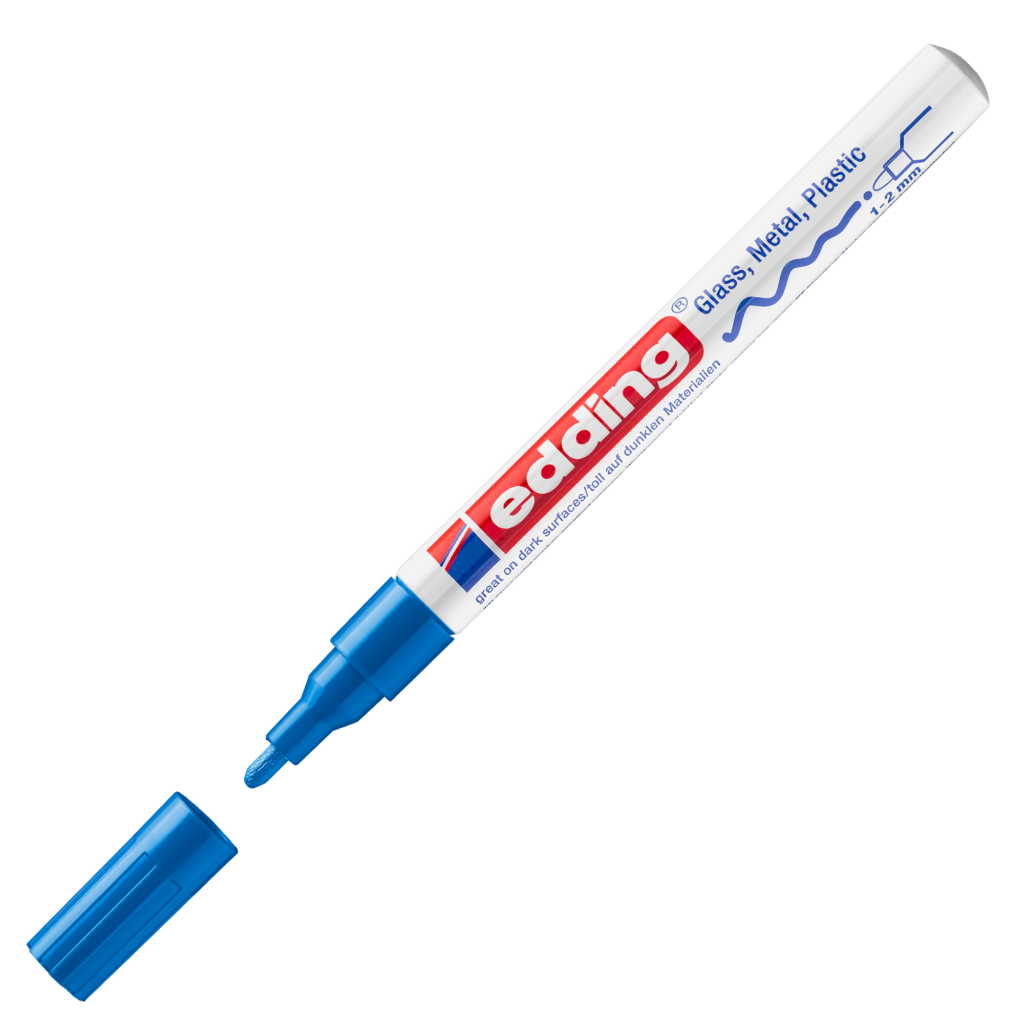 Marcatore permanente a vernice 751 - punta tonda fine - da 1 a 2 mm - blu - Edding