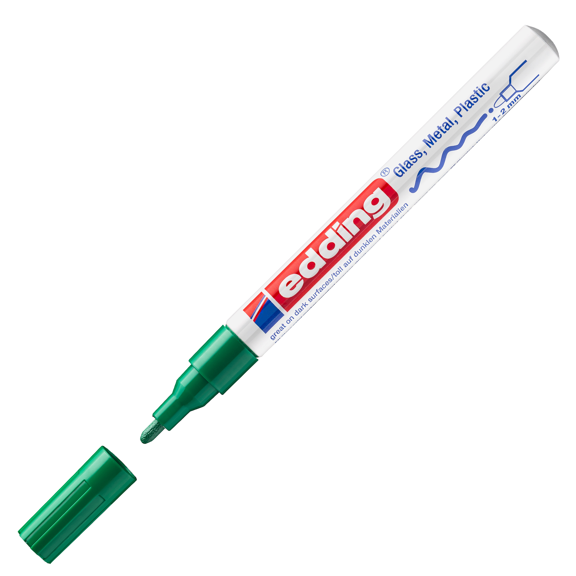 Marcatore permanente a vernice 751 - punta tonda fine - da 1 a 2 mm - verde - Edding