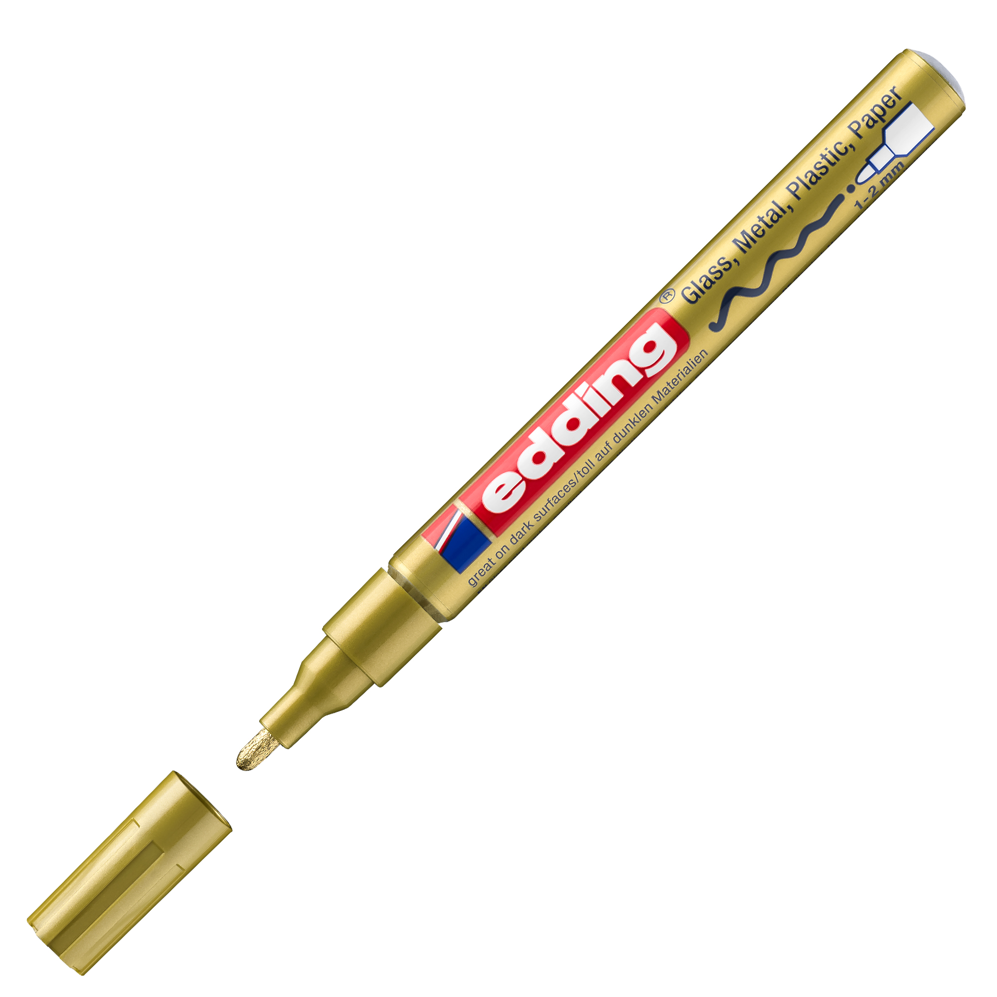 Marcatore permanente a vernice 751 - punta tonda fine - da 1 a 2 mm - oro - Edding