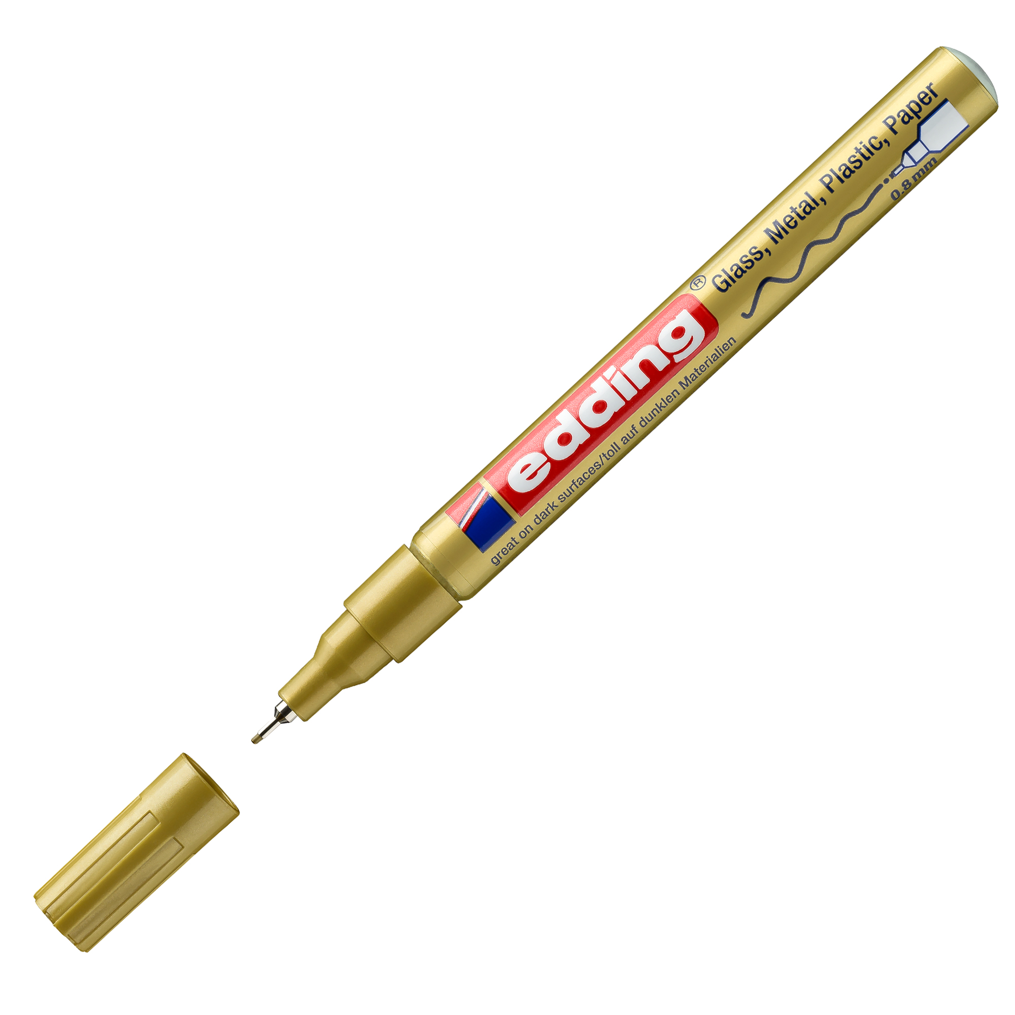 Marcatore permanente a vernice 780 - punta tonda extra fine - 0,8 mm - oro - Edding