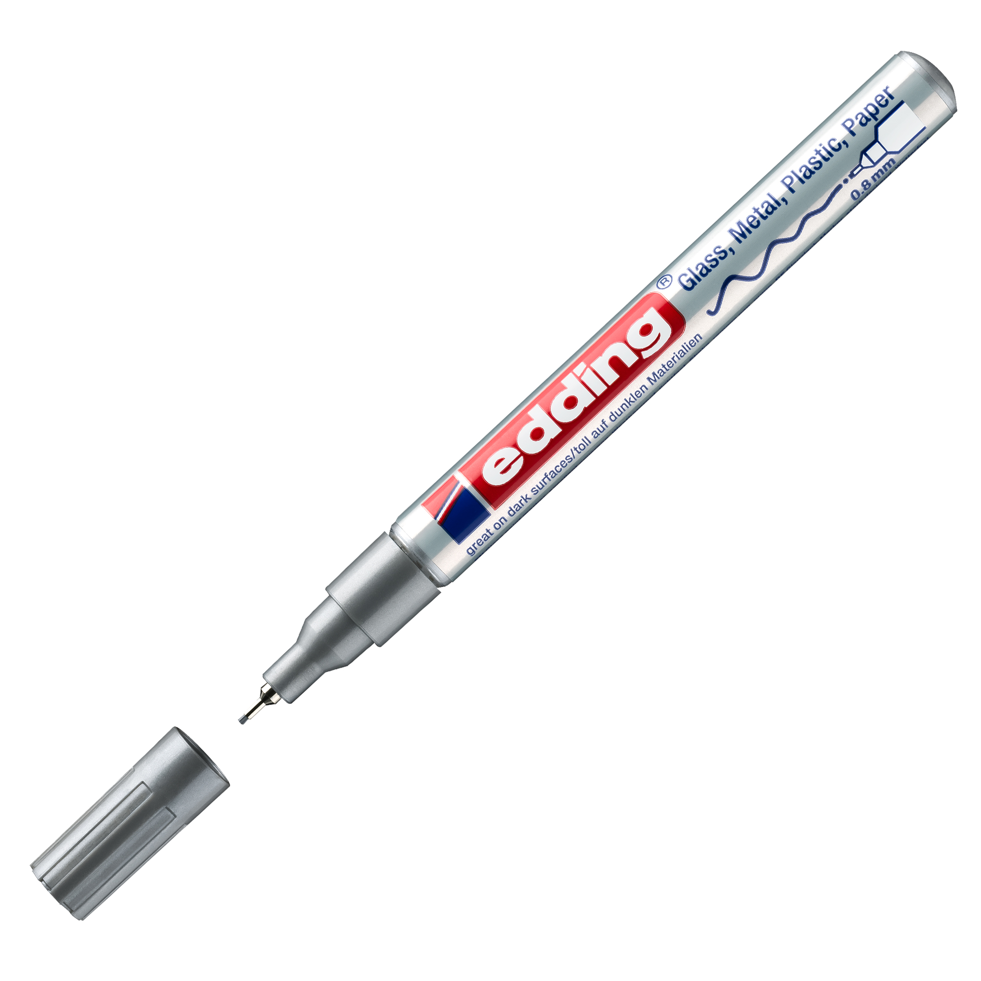 Marcatore permanente a vernice 780 - punta tonda extra fine - 0,8 mm - argento - Edding