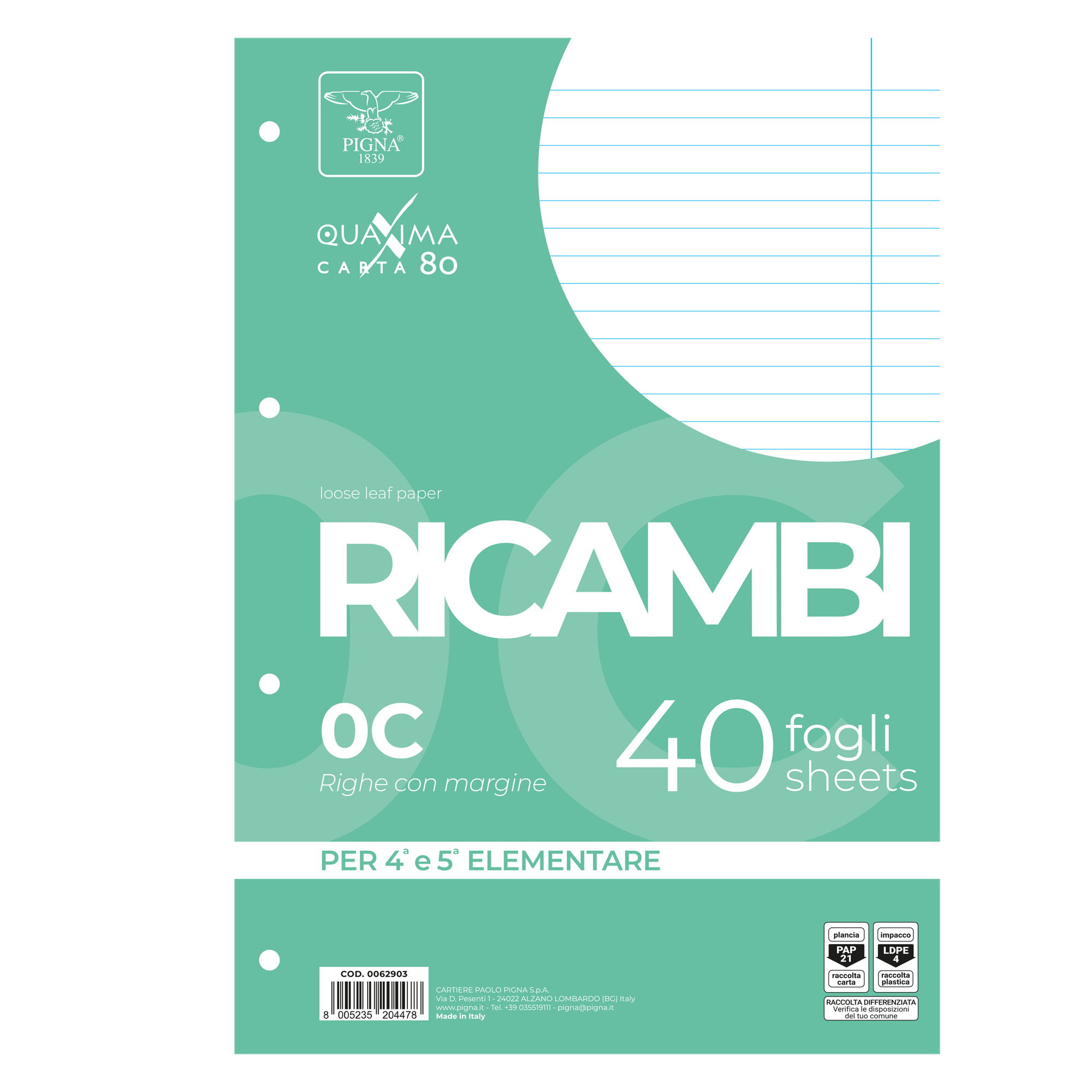 Ricambi forati Quaxima - A4 - 1 rigo …