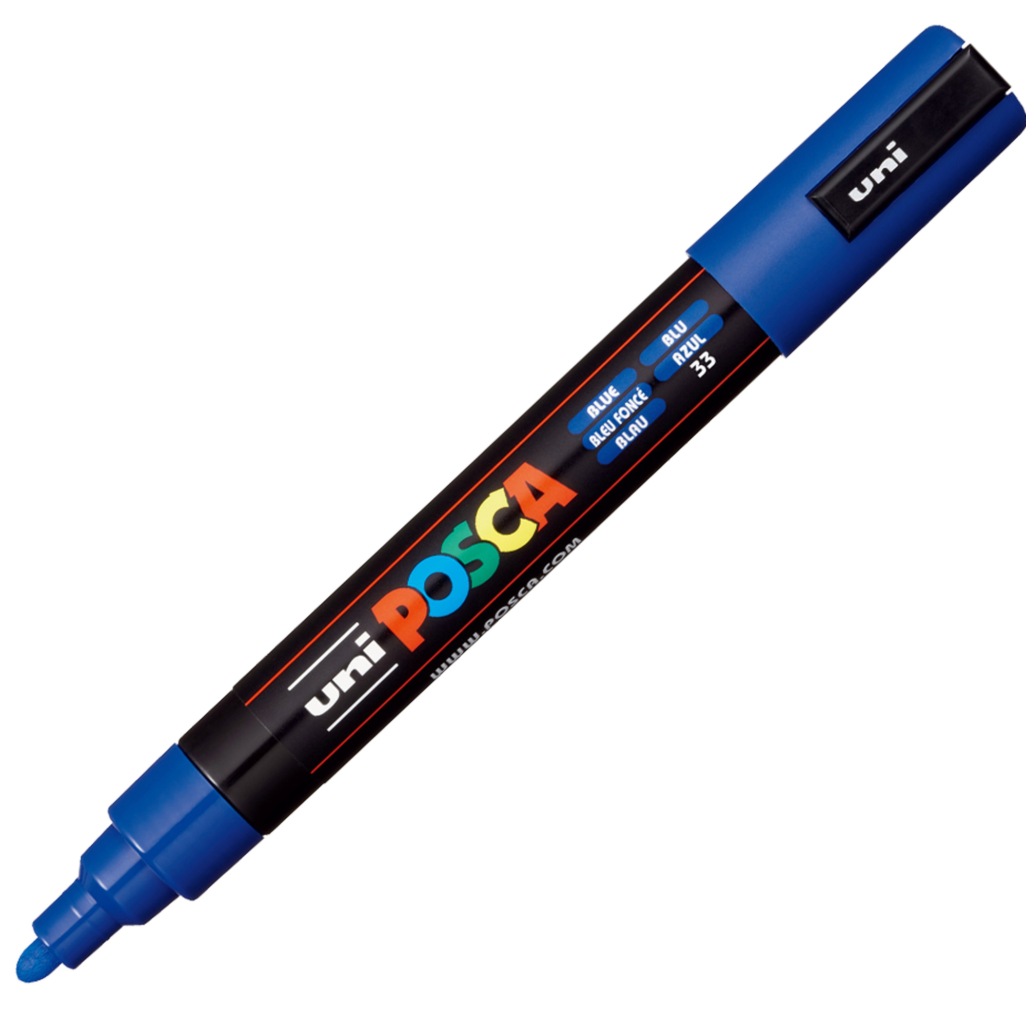 Marcatore a base d'acqua Uni Posca PC5M - punta tonda media da 1,8mm a 2,5mm - blu - Uni Mitsubishi