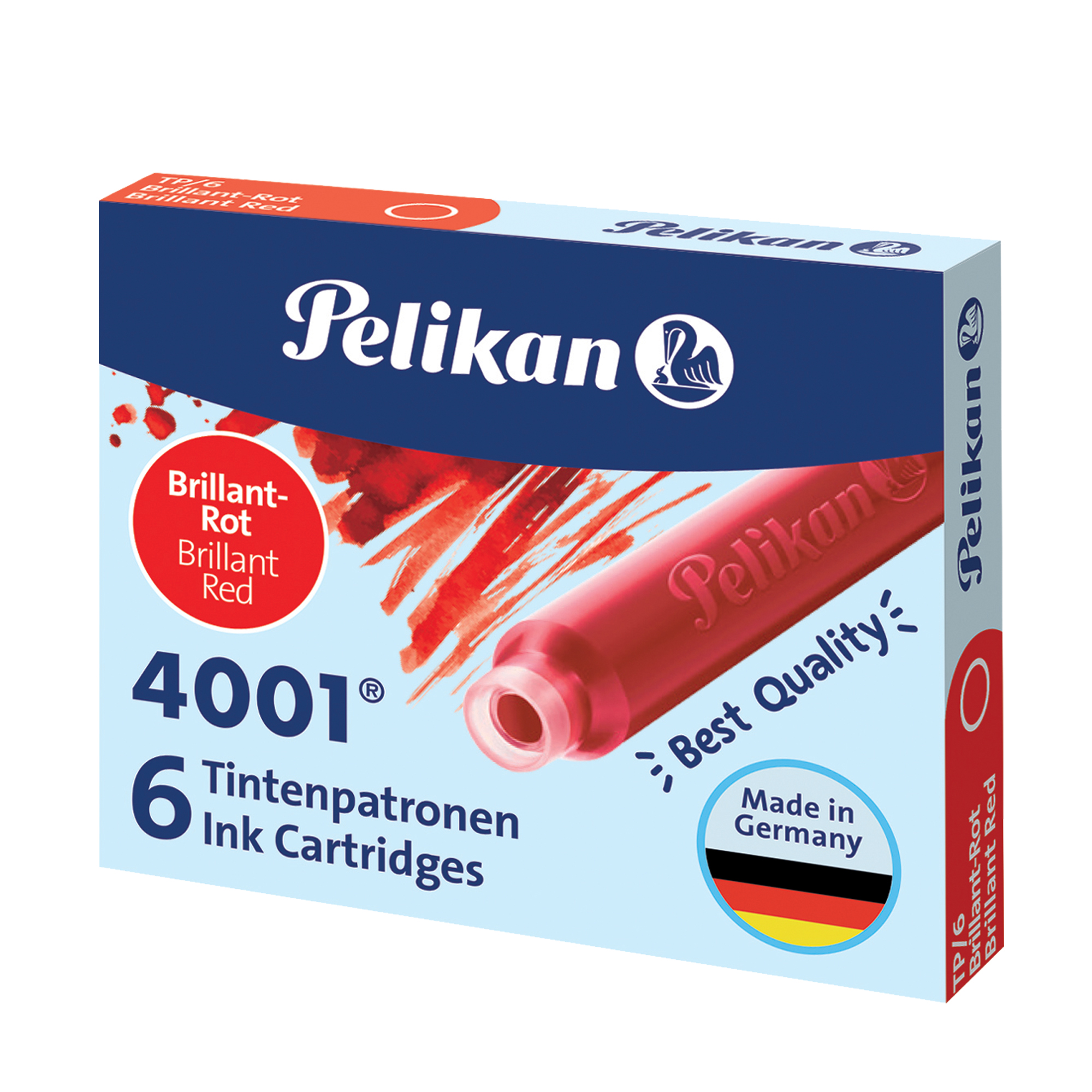 Cartucce inchiostro 4001 (TP/6) - lunghezza 39mm - rosso - Pelikan - conf. 6 pezzi