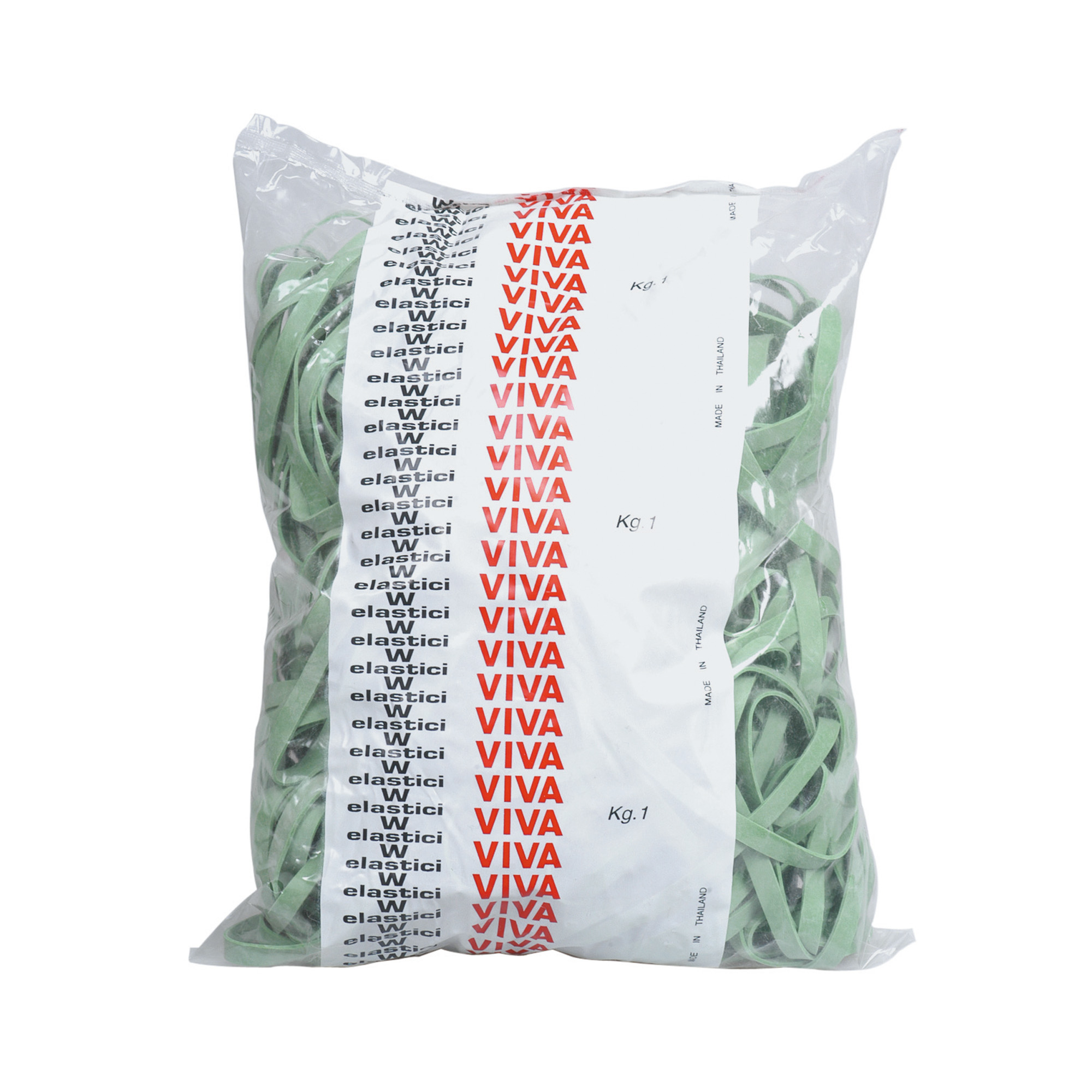 Elastici fettuccia - diametro 12 x 0,5 cm - 1 kg - gomma - verde - Viva