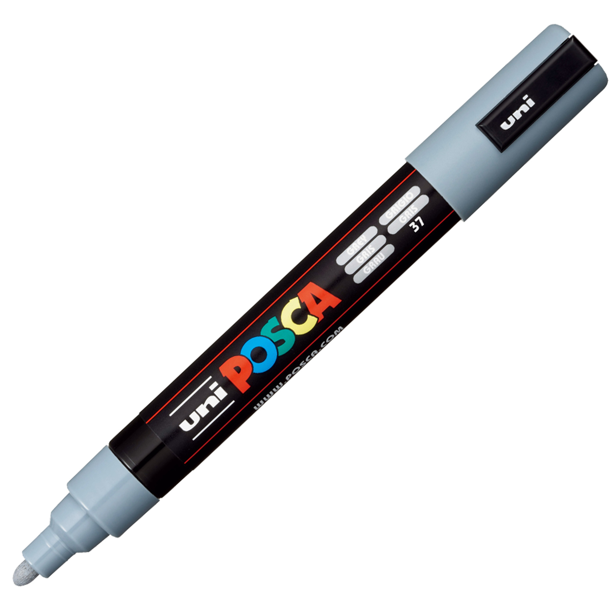 Marcatore a base d'acqua Uni Posca PC5M - punta tonda media da 1,8mm a 2,5mm - grigio - Uni Mitsubishi