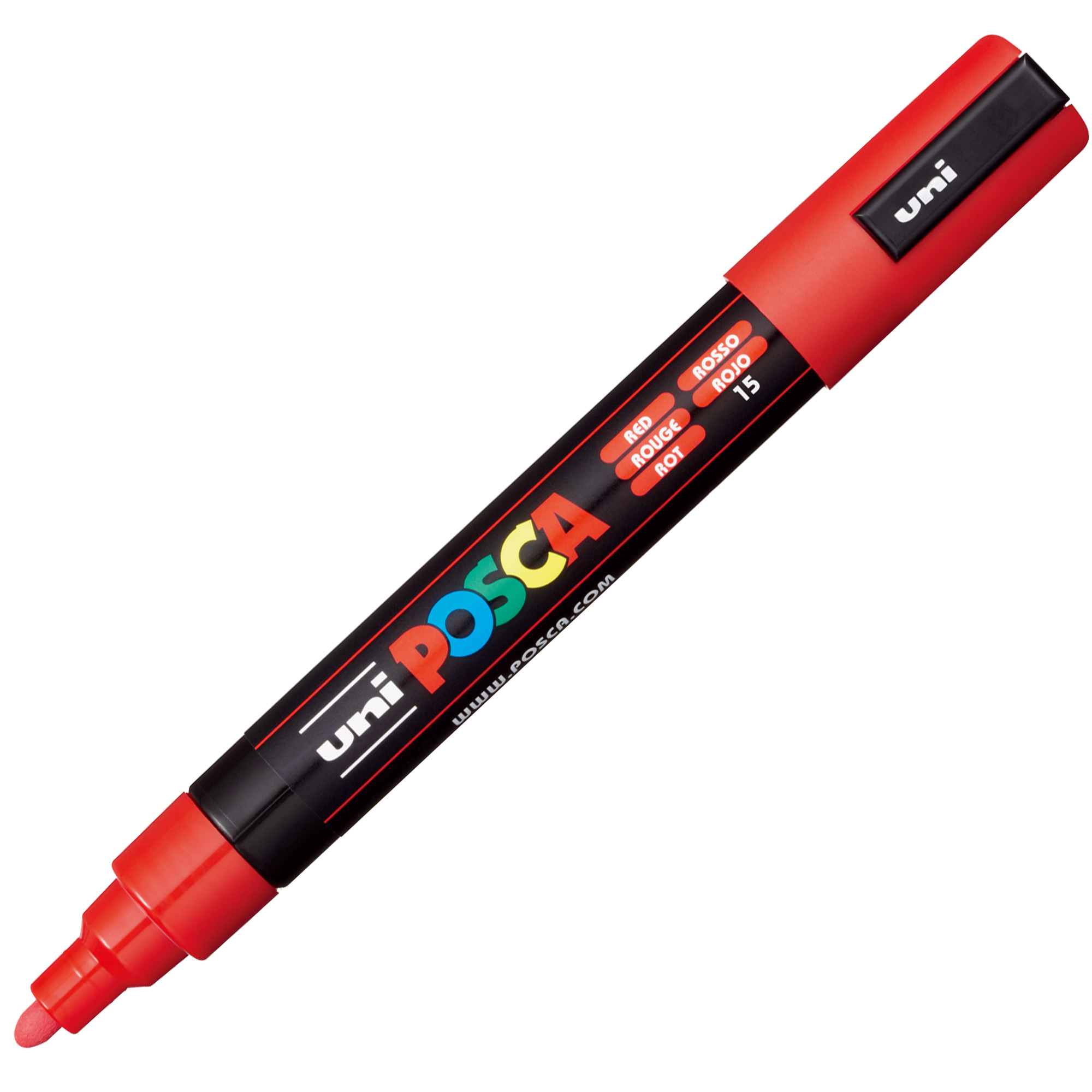 Marcatore a base d'acqua Uni Posca PC5M - punta tonda media da 1,8mm a 2,5mm - rosso - Uni Mitsubishi