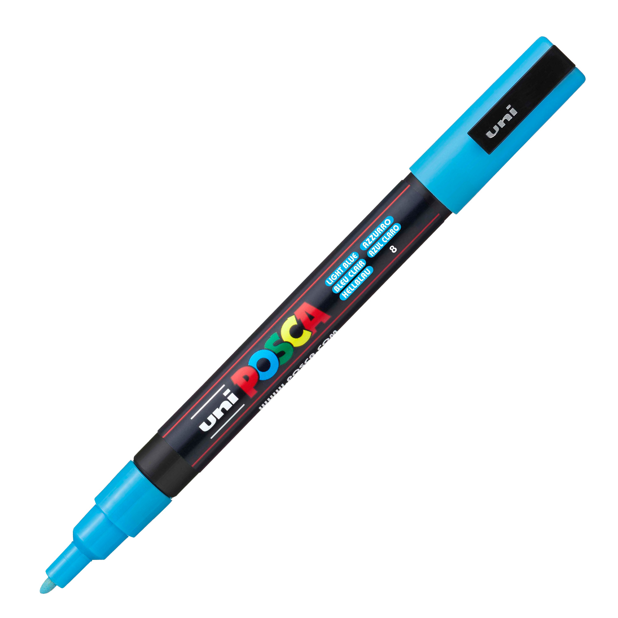 Marcatore a base d'acqua Uni Posca PC3M - punta fine da 0,9mm a 1,3mm - azzurro - Uni Mitsubishi