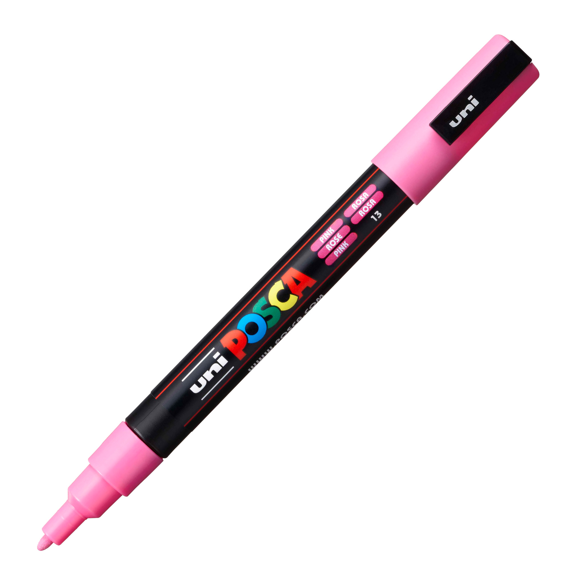 Marcatore a base d'acqua Uni Posca PC3M - punta fine da 0,9mm a 1,3mm - rosa - Uni Mitsubishi