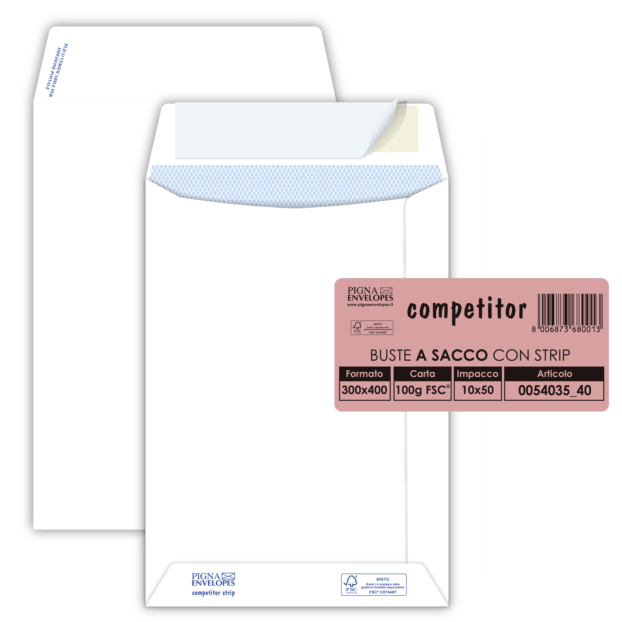 Busta a sacco Competitor FSC - strip adesivo …