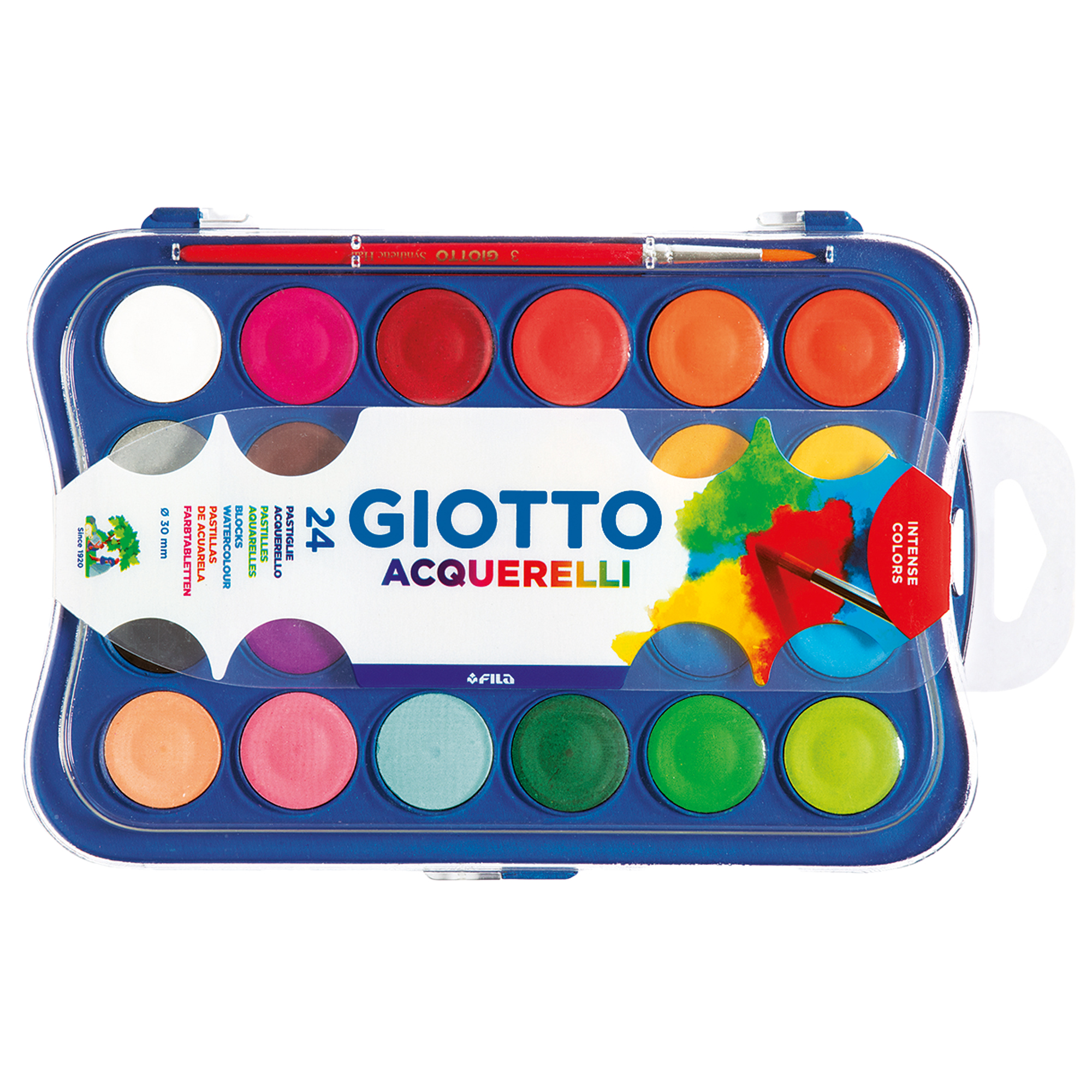 Pastiglie Acquerelli - ø 30mm - colori assortiti - Giotto - astuccio 24 pastiglie