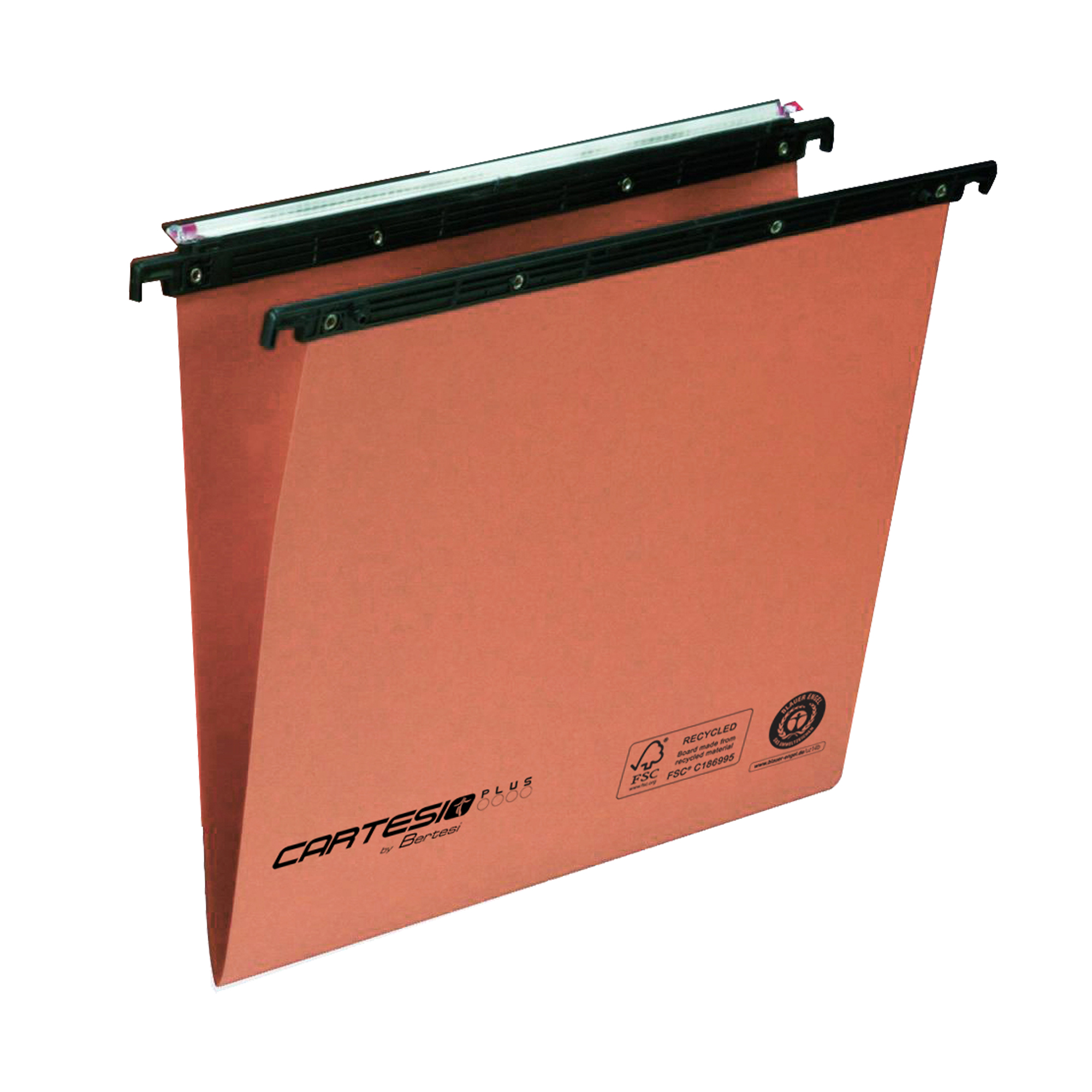 Cartella sospesa Cartesio Plus - cassetto - interasse 39 cm - fondo V - 37 x 25 cm - arancio - Bertesi