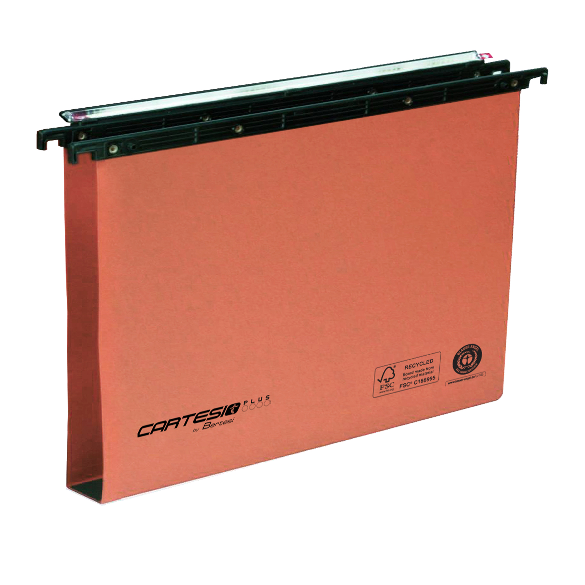 Cartella sospesa Cartesio Plus - cassetto - interasse 39 cm - fondo U - 37 x 25 cm - arancio - Bertesi