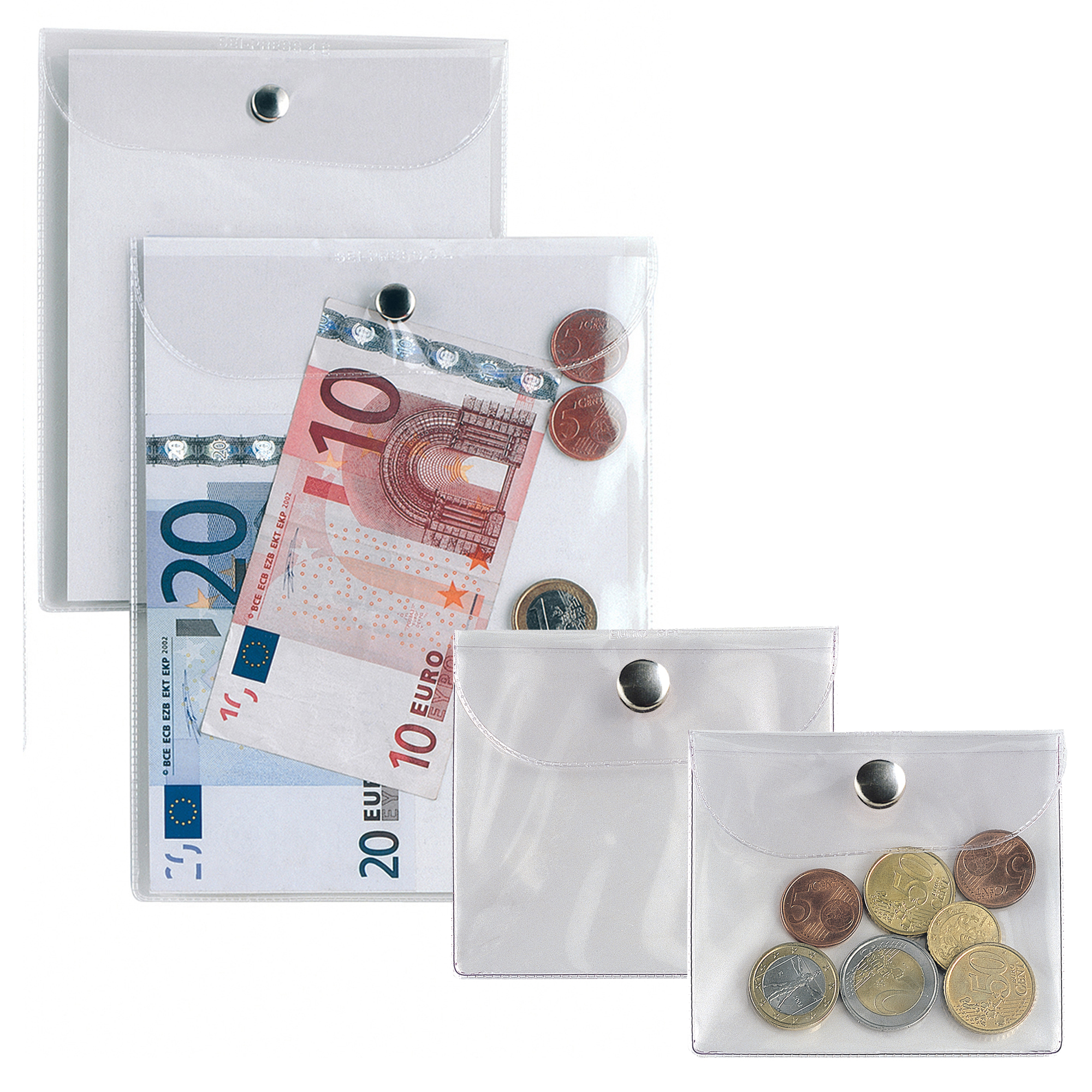 Busta con bottone Press 4E - PVC - 12 x 15,5 cm - trasparente - Sei Rota