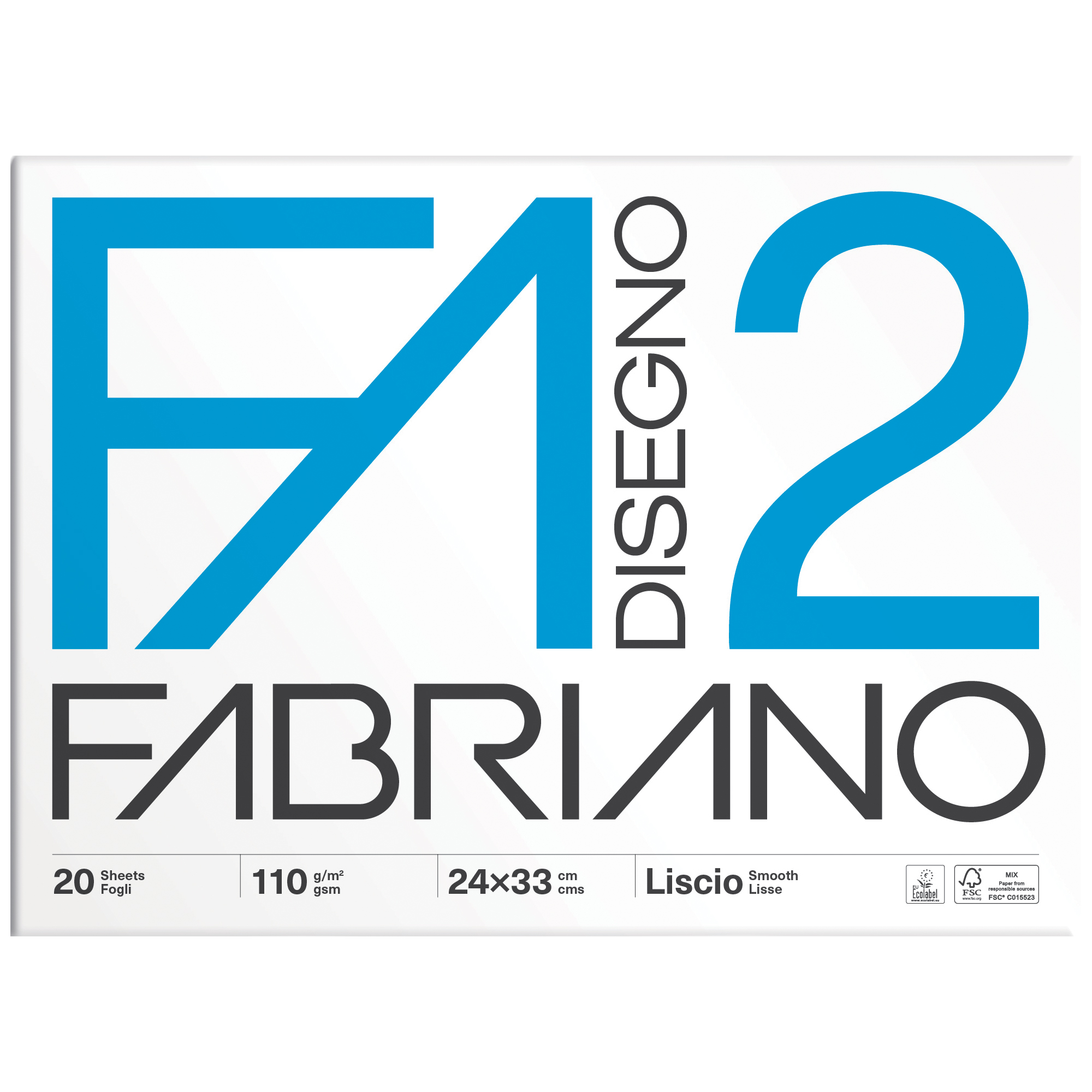 Album F2 - 24 x 33 cm - 20 fogli - 110 gr - liscio - 4 angoli - Fabriano