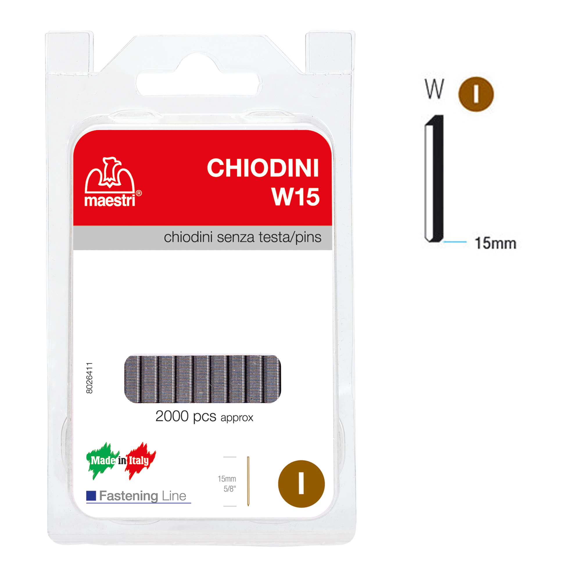 Chiodini W15 per fissatrici - senza testa - …