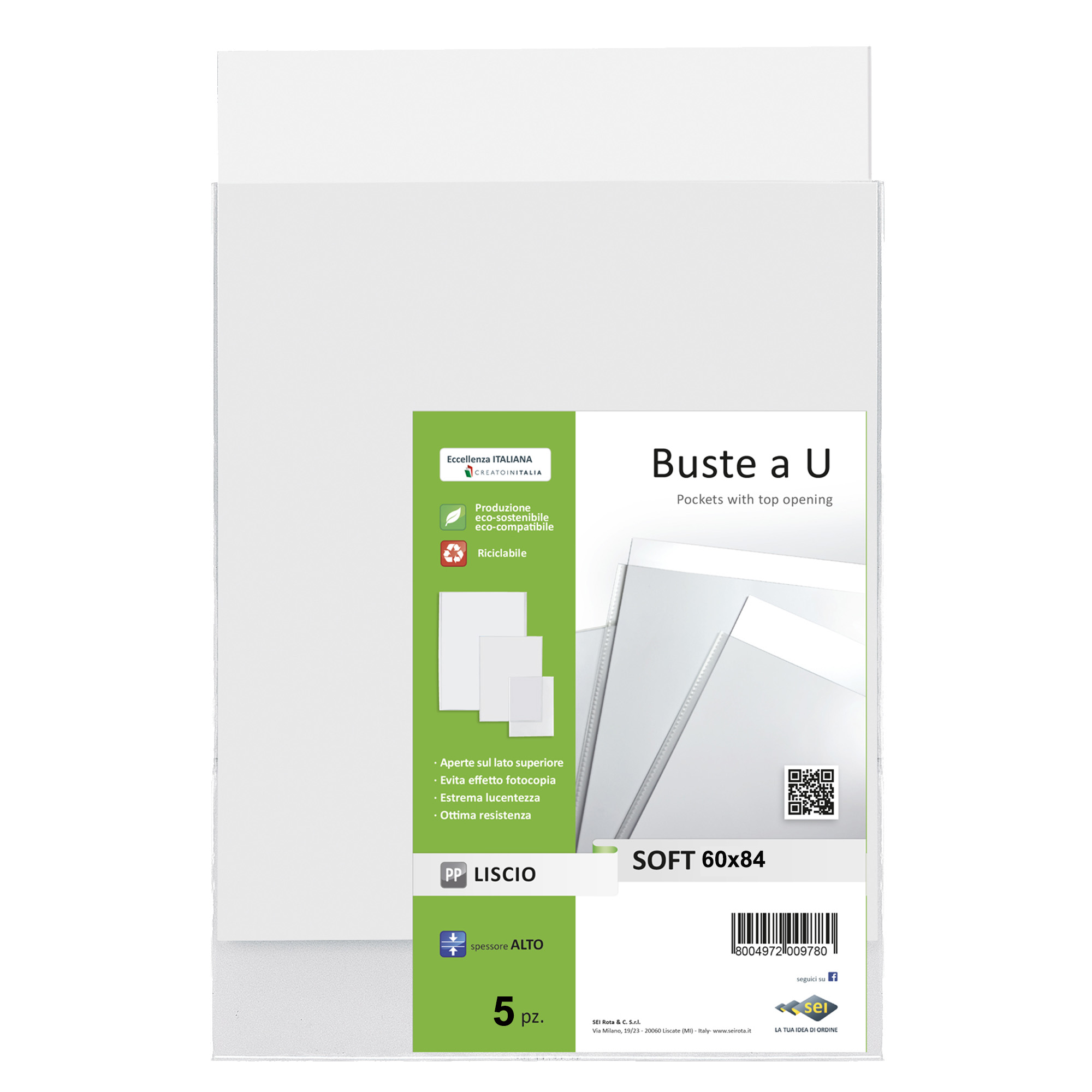 Buste a sacco Soft - PPL - 60 x 84 cm - liscio - trasparente - Sei Rota - conf. 5 pezzi