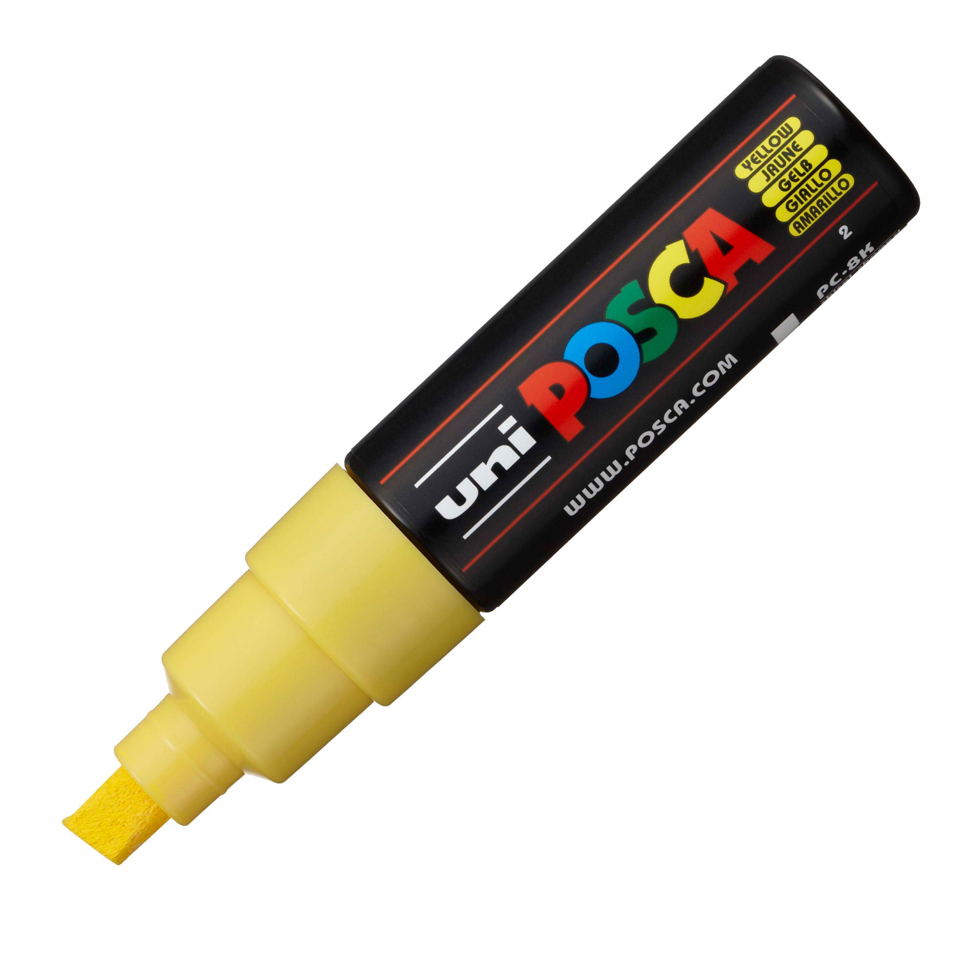 Marcatore a base d'acqua Uni Posca PC8K - punta large a scalpello 8,0mm - giallo - Uni Mitsubishi
