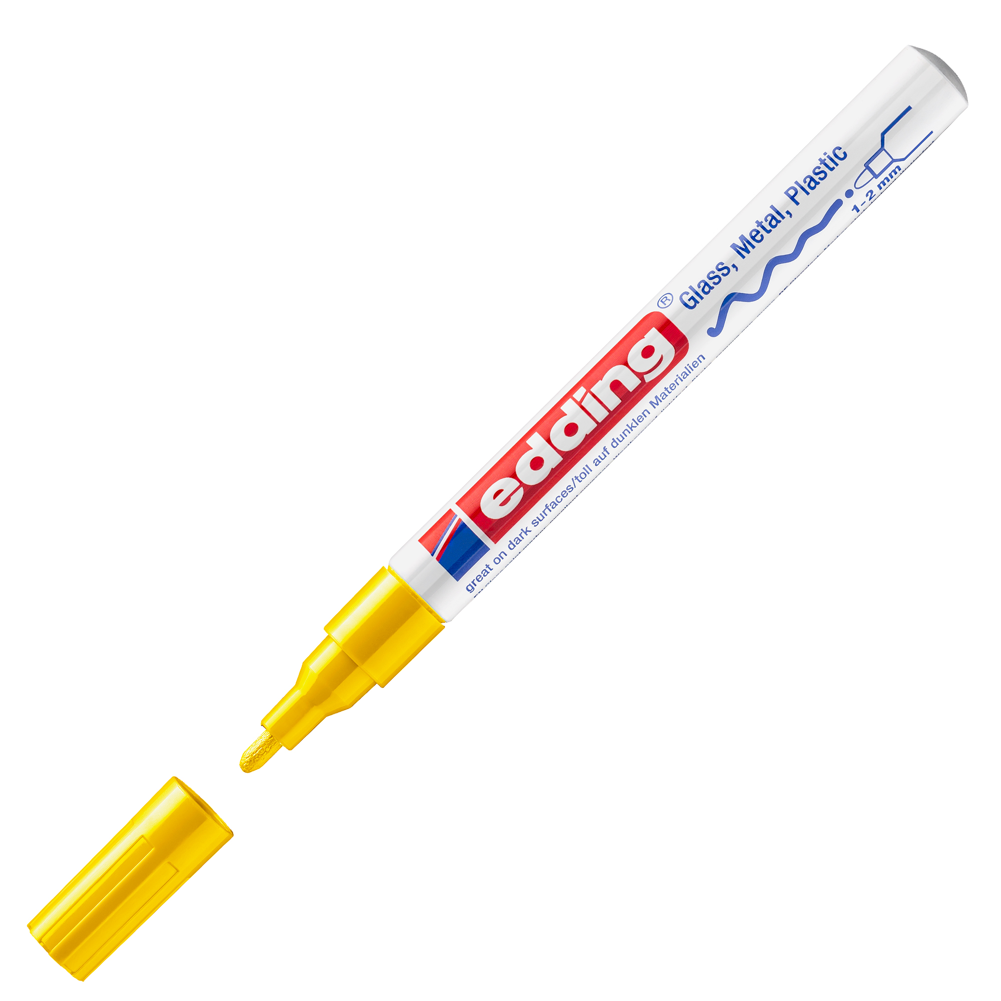 Marcatore permanente a vernice 751 - punta tonda fine - da 1 a 2 mm - giallo - Edding