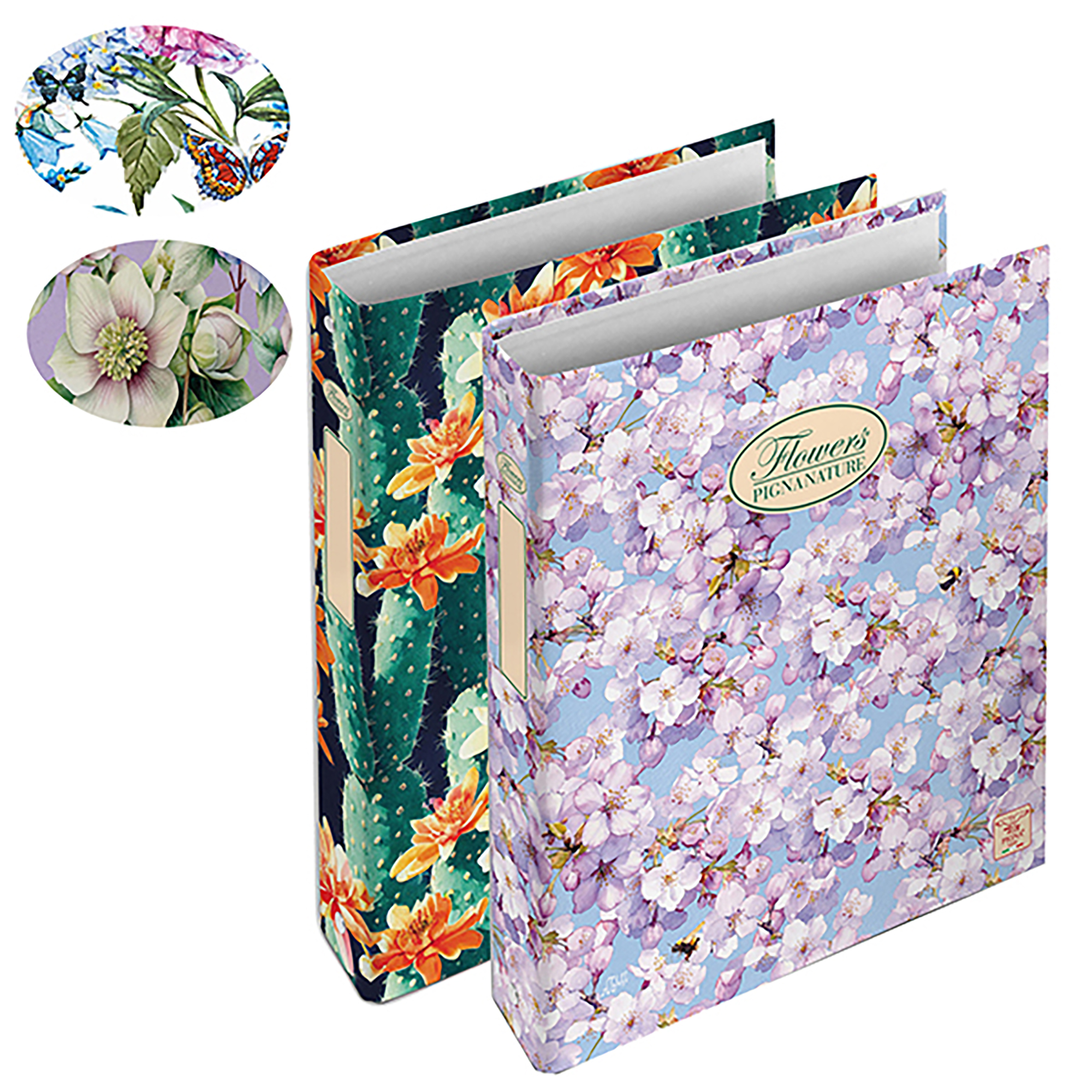 Raccoglitore Nature Flowers - A4 - cm 4 anelli da 30mm - dorso 4 cm - Pigna