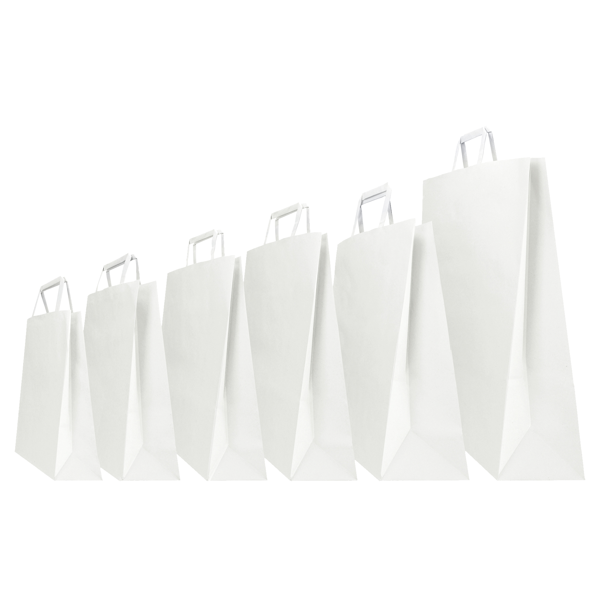 Shopper - maniglia piattina - 18 x 8 x 25 cm - carta kraft - bianco - Mainetti Bags - conf. 25 pezzi