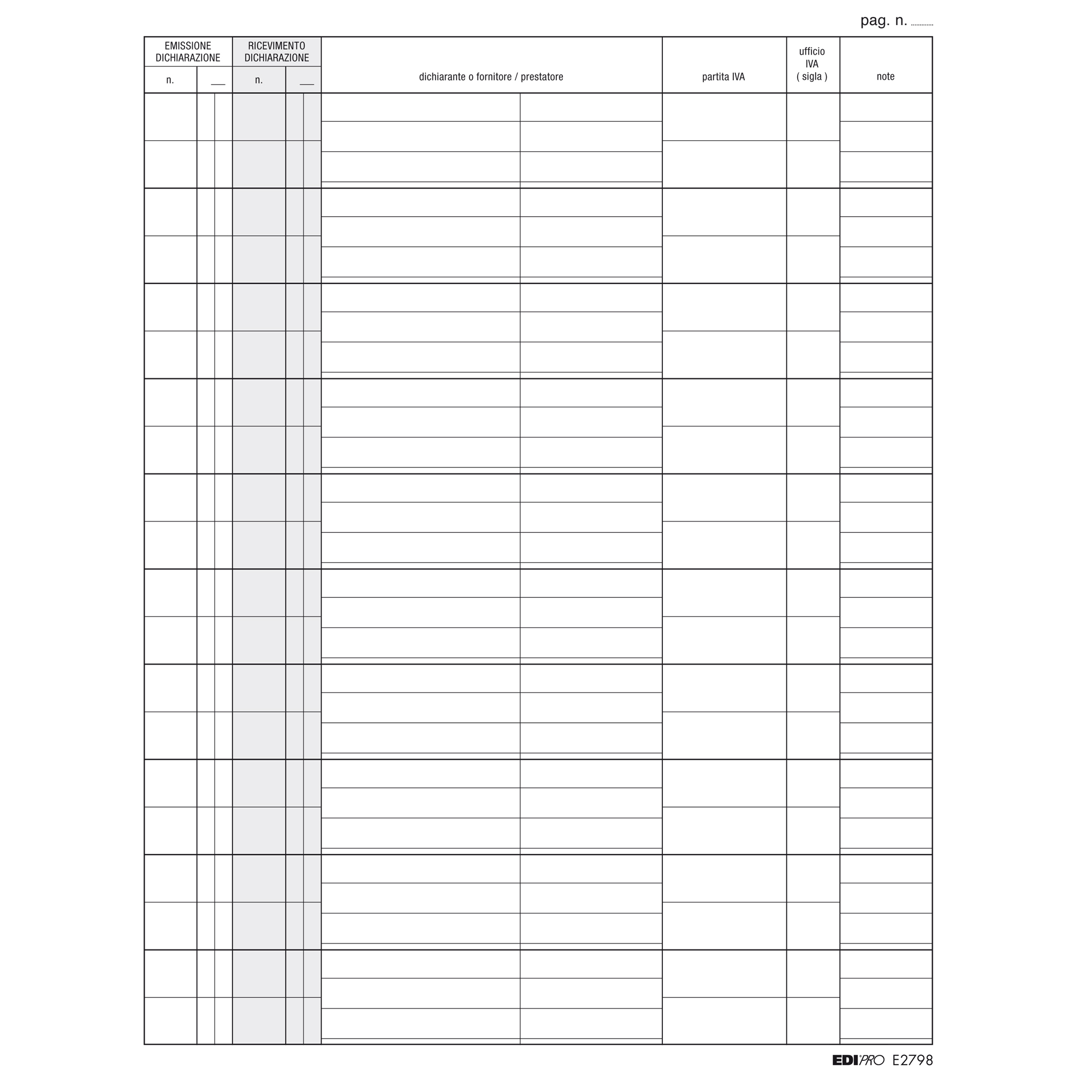 Registro dichiarazione esportatori - 31 x 24cm - 100 fogli - Edipro