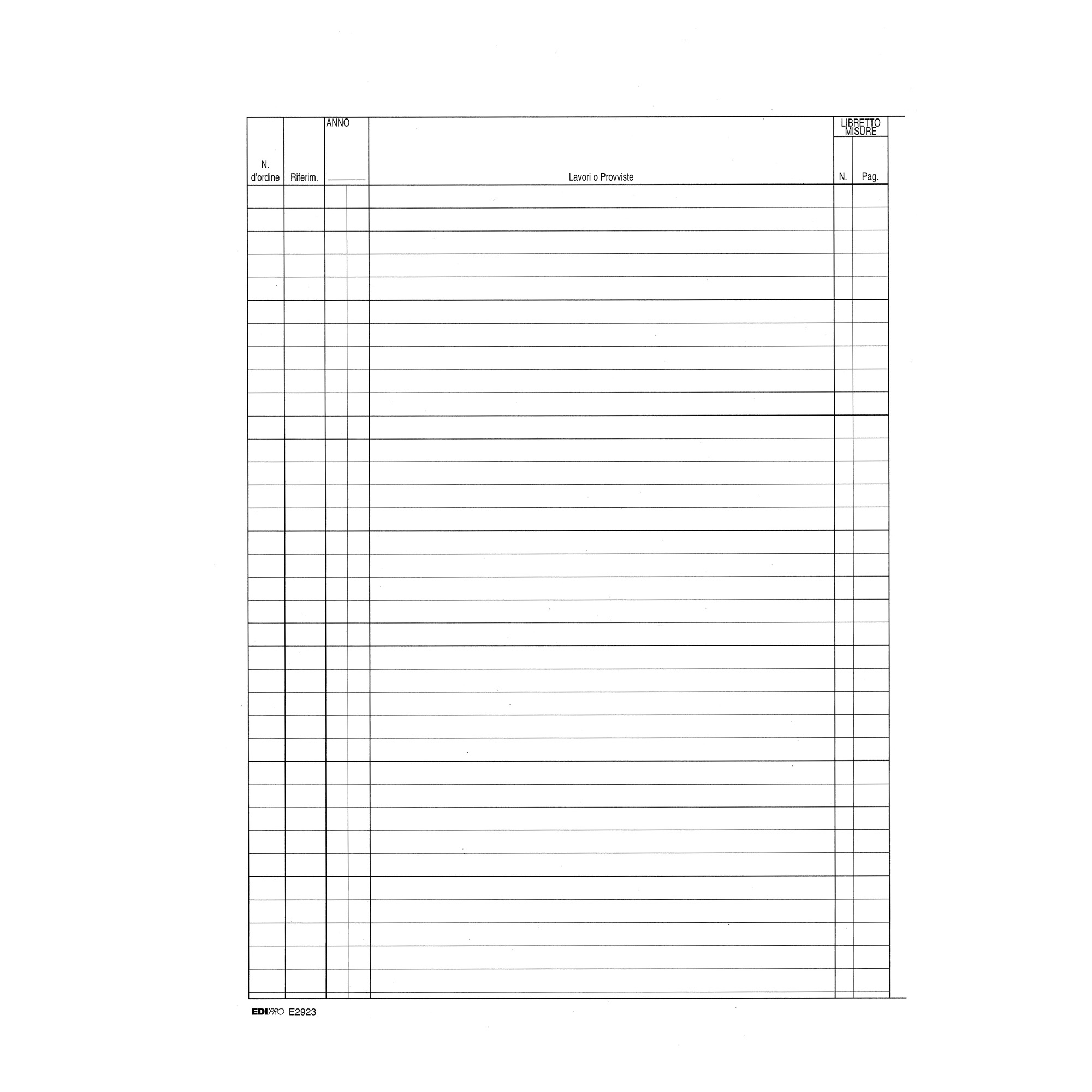 Registro contabilità dei lavori - 31 x 21cm - 47pg - numerate - Edipro