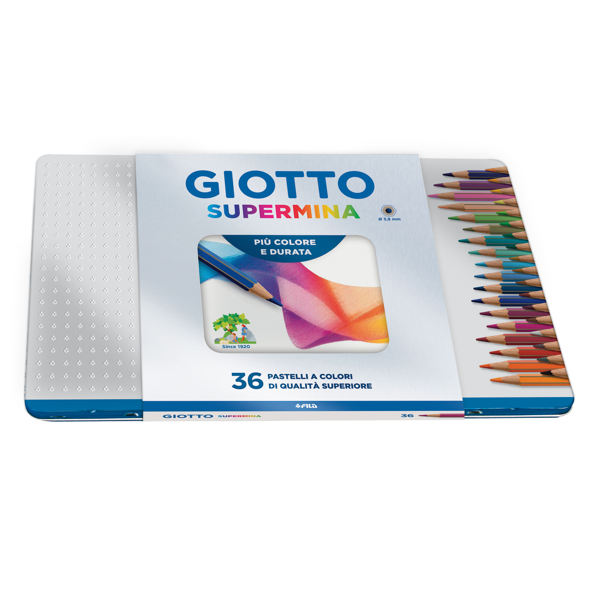 Pastello Supermina - mina 4 mm - colori assortiti - Giotto - astuccio in metallo 36 pezzi