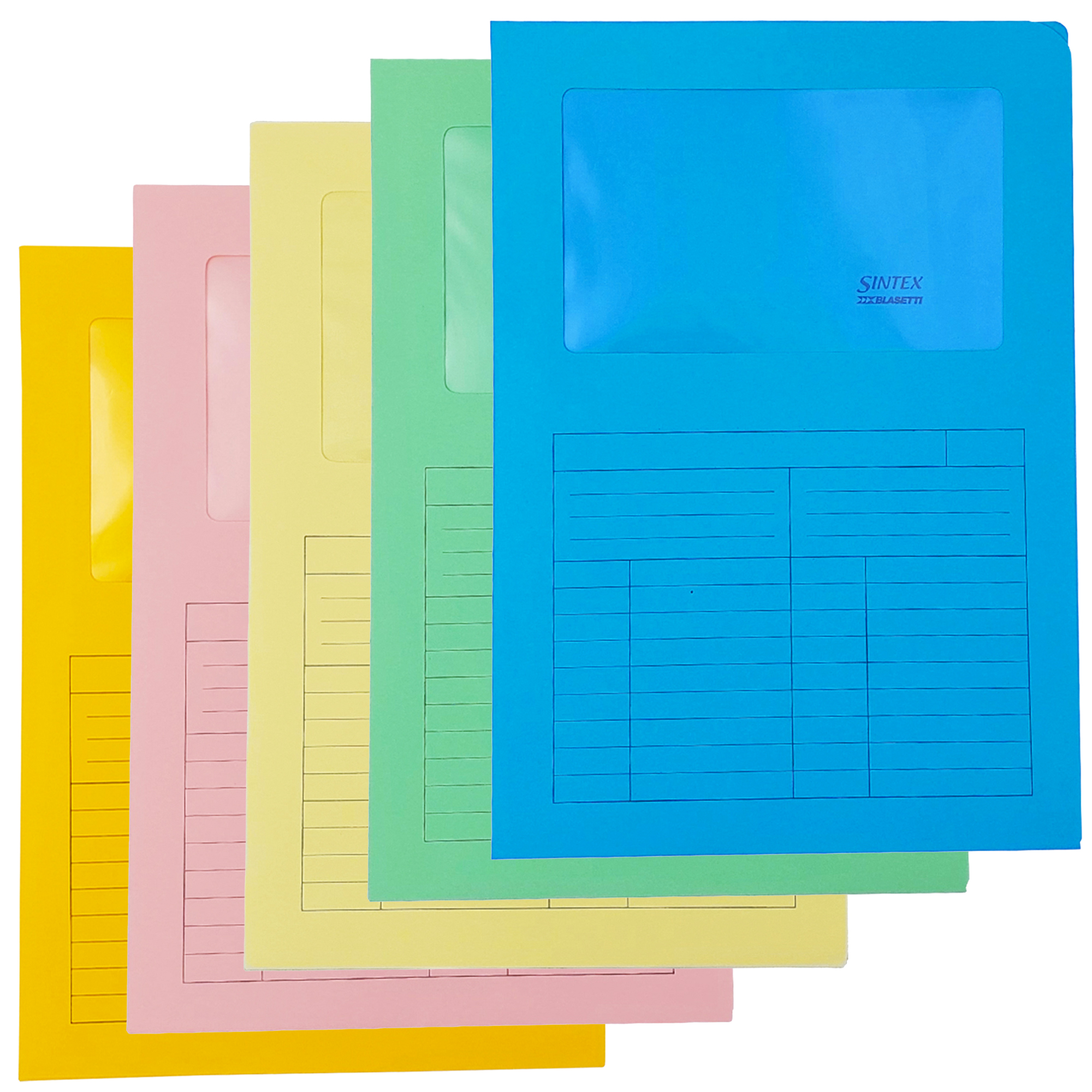 Cartellina a L con finestra Sintex - 120 gr - A4 - mix 5 colori - Blasetti - conf. 20 pezzi