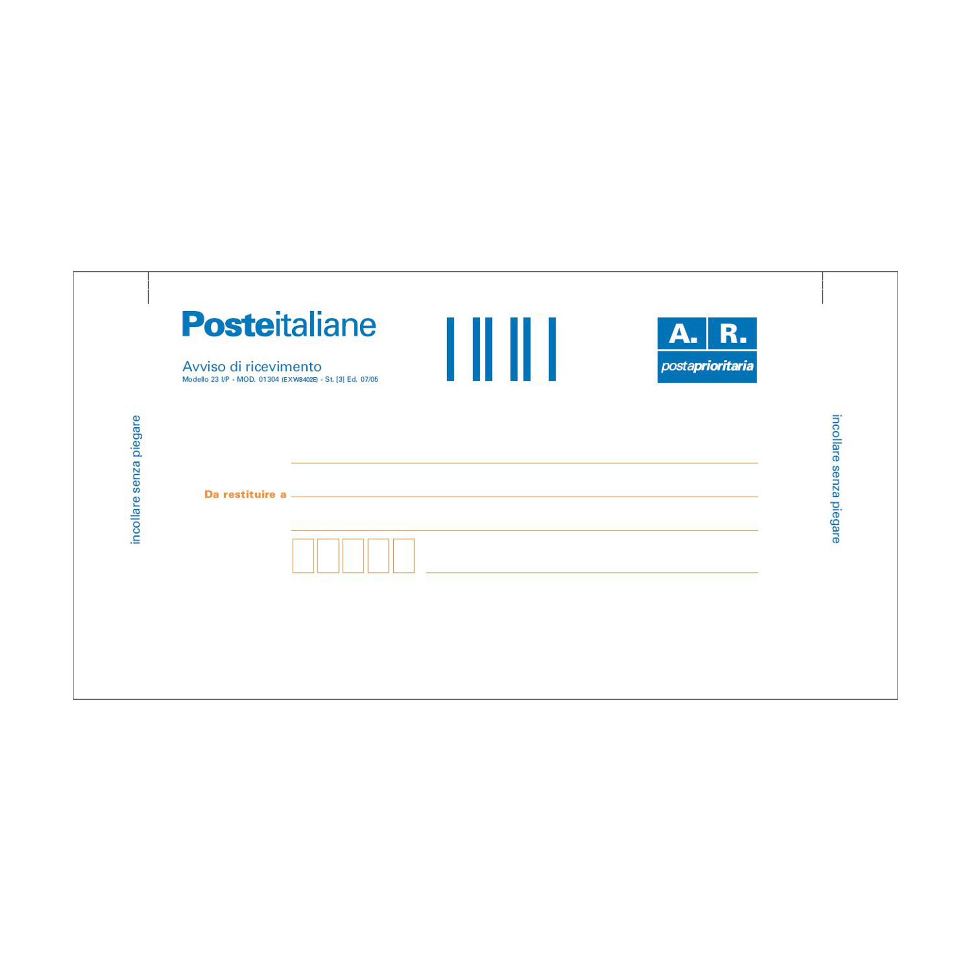 Cartolina raccomandata A/R - con adesivo rimovibile - …