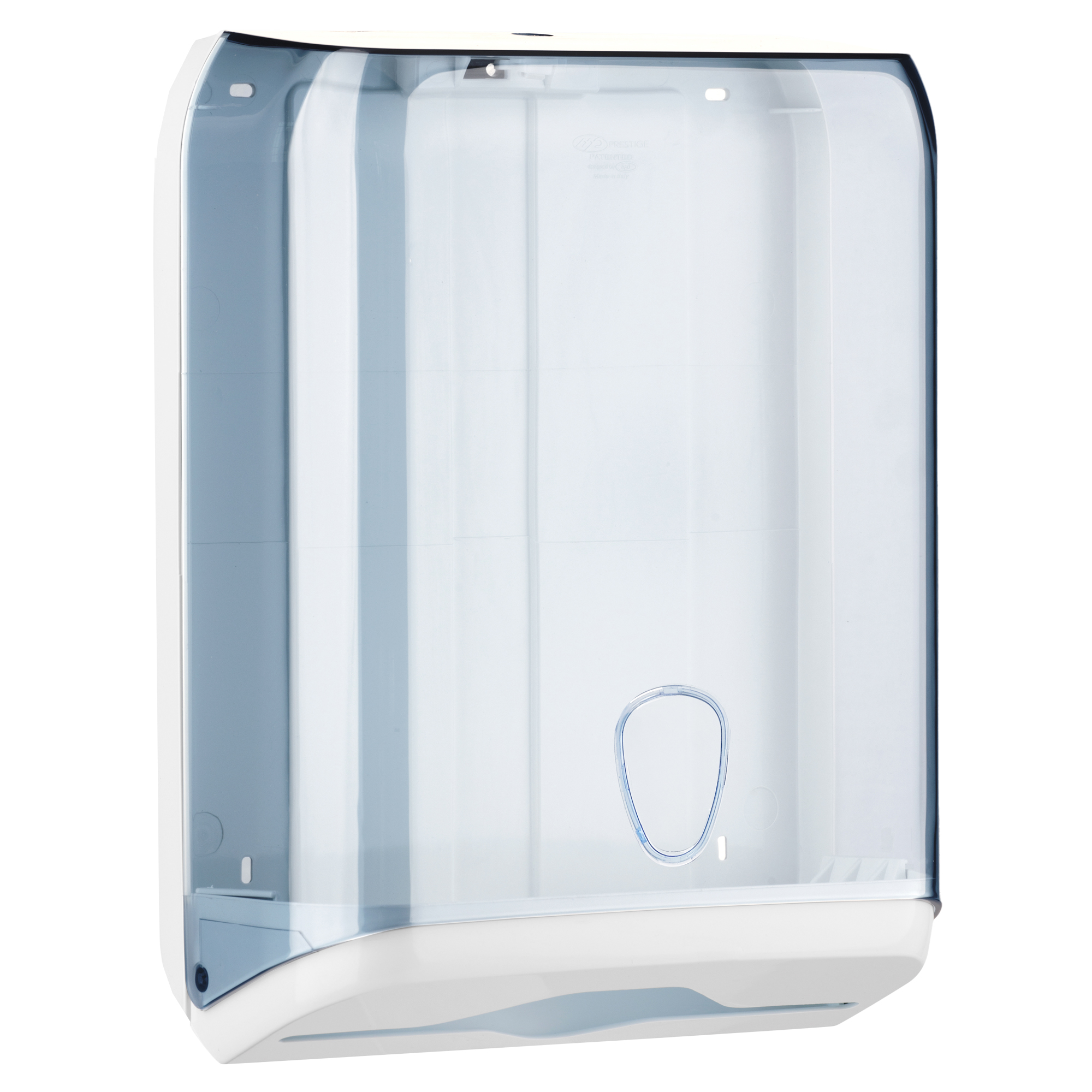 Dispenser asciugamani piegati C/V/Z - 28x13,7x37,5 cm - plastica - bianco/azzurro trasparente - Mar Plast
