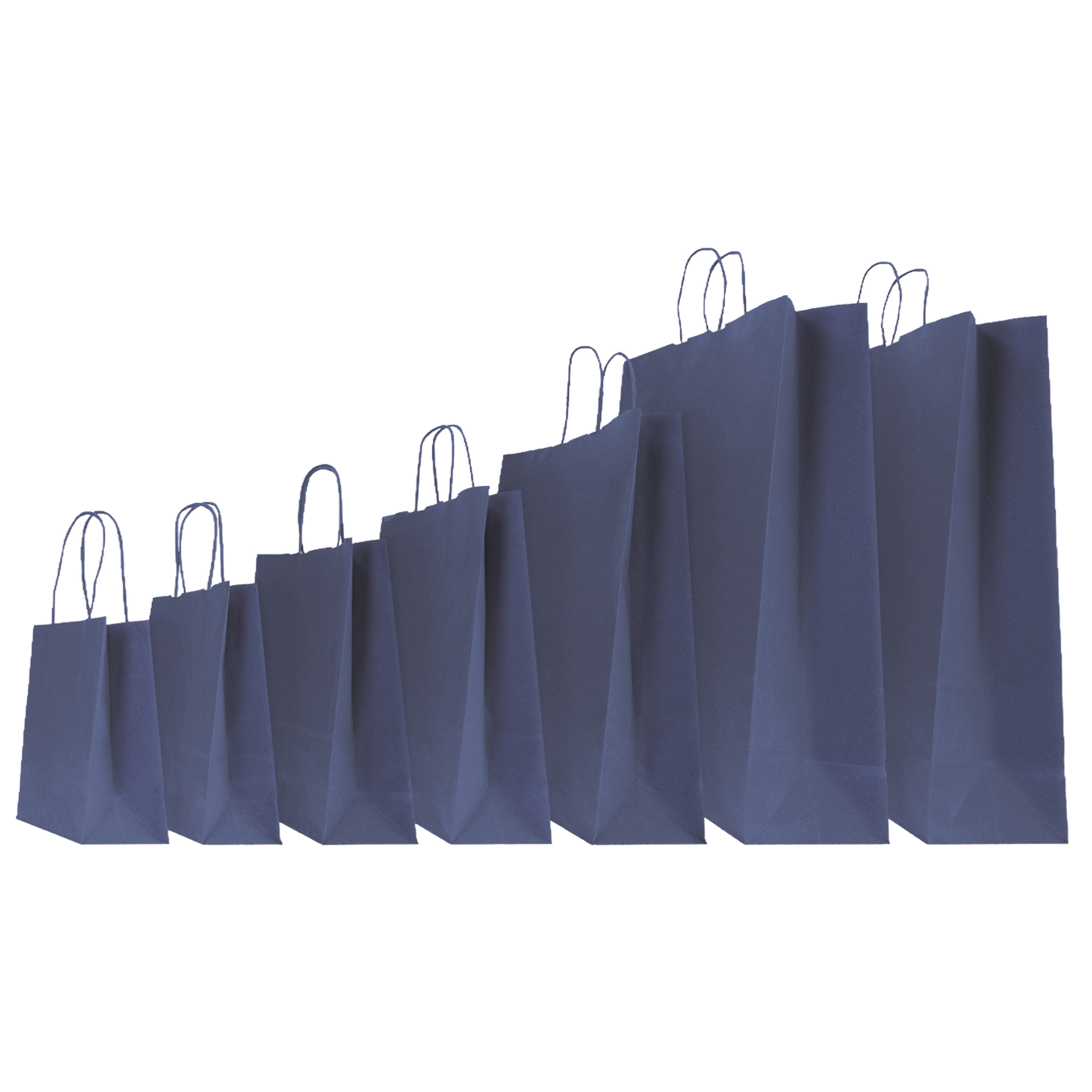 Shopper Twisted - maniglie cordino - 26 x 11 x 35 cm - carta kraft - blu - Mainetti Bags - conf. 25 pezzi